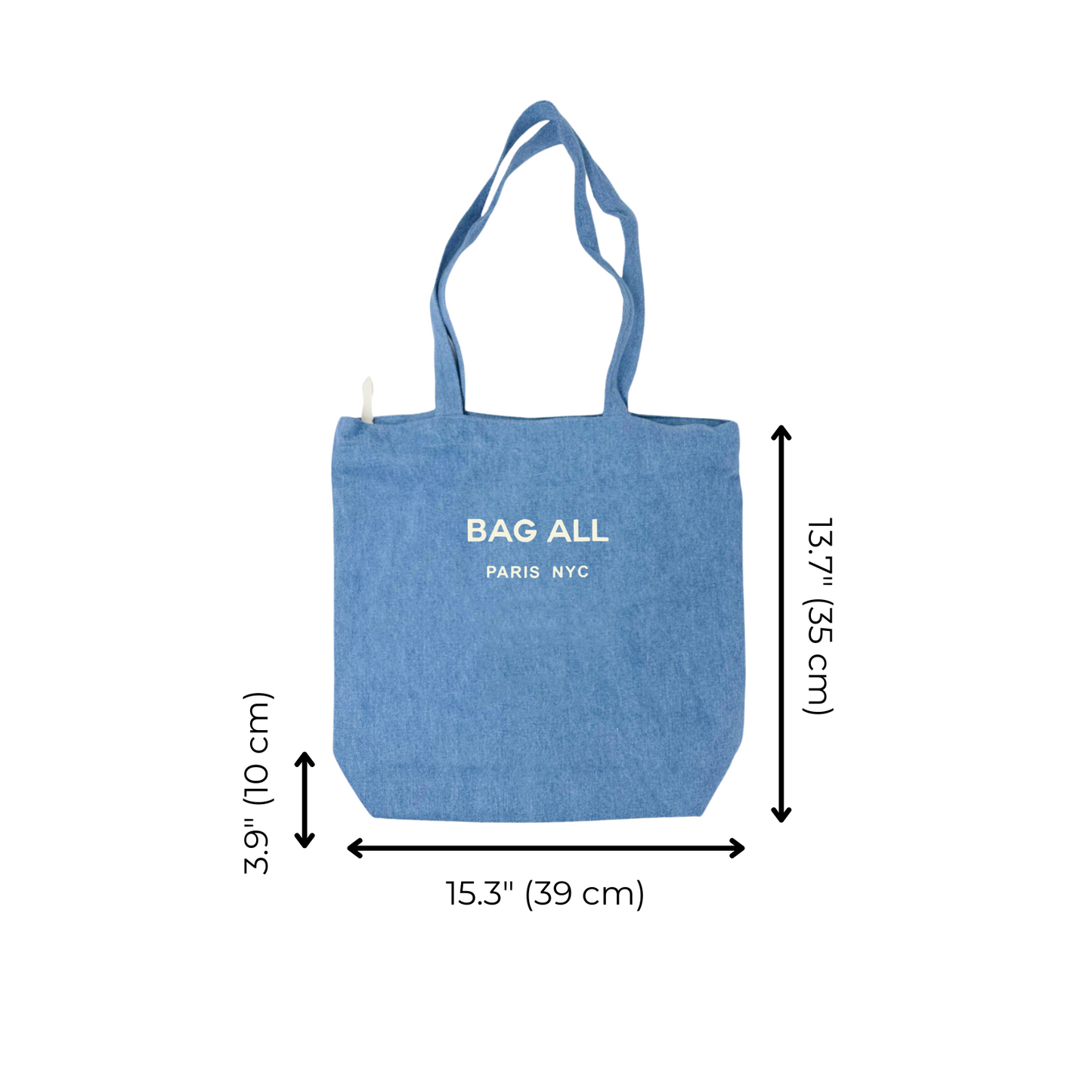 Tote New York City con cremallera y bolsillo interior, denim