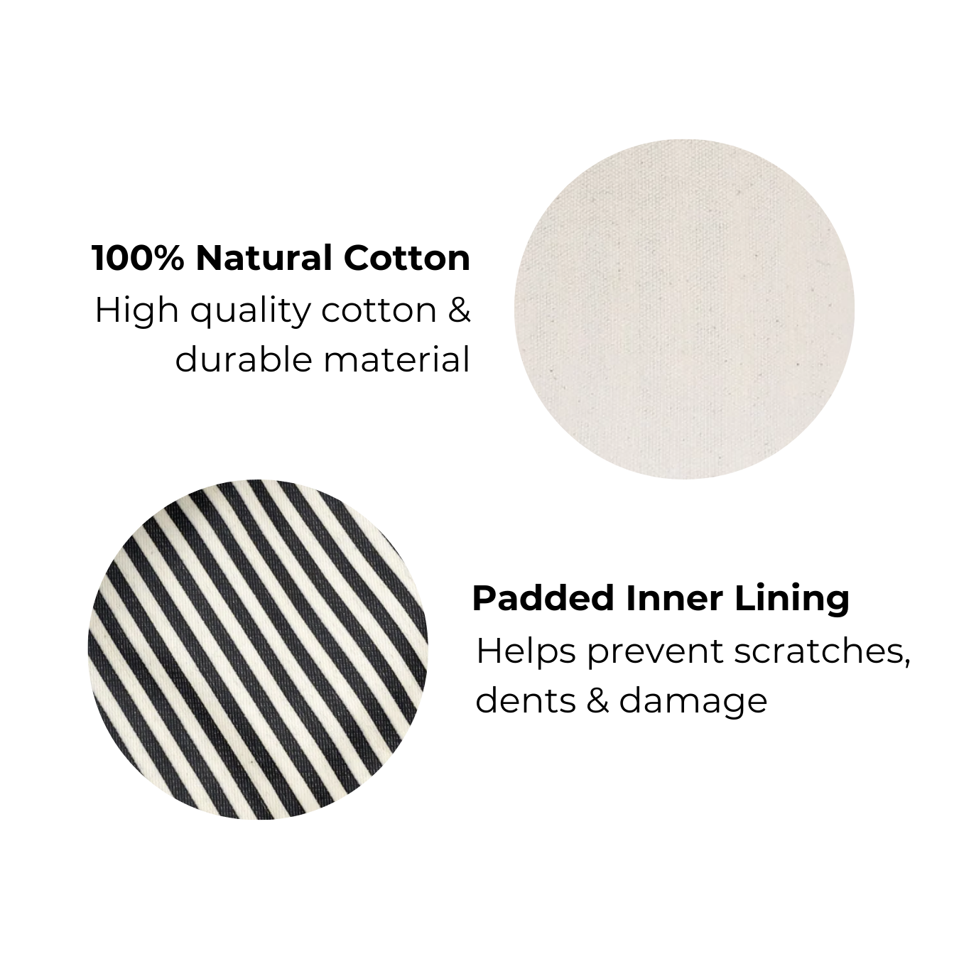 Bag-all Glasses Case with Outside Pocket in Cream featuring natural cotton exterior and striped padded inner lining for premium protection, with convenient storage pocket