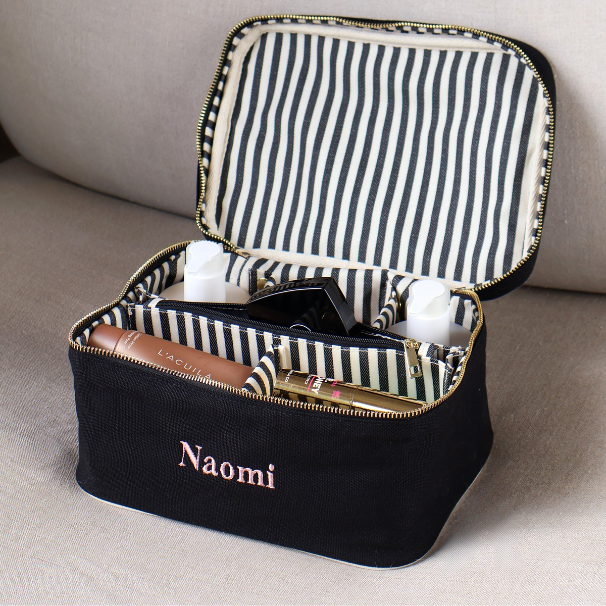 Medium Box Makeup & Toiletry with Insert Organizer – Black, personalized travel organization by Bag-all