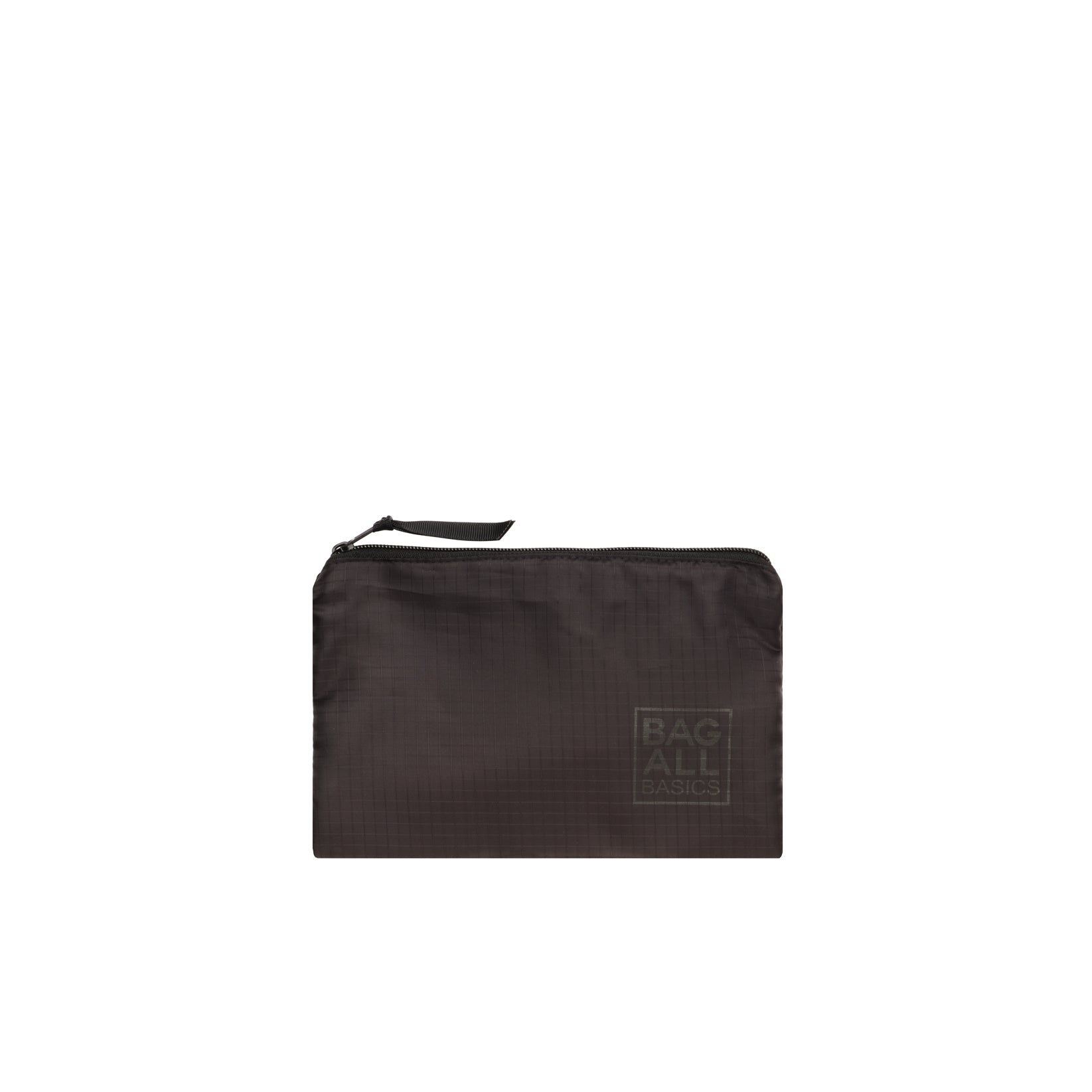 Bag-all Black Compression Cube from eco-friendly recycled nylon, part of 8-pack travel organizer set with zipper closure and brand logo detail