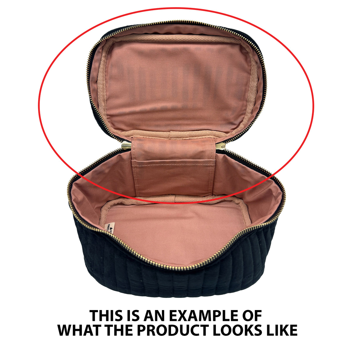 SALES BIN - My Makeup Cosmetic Box – Quilted Eco Velvet – Jetset Black open makeup box by Bag-all for travel organization