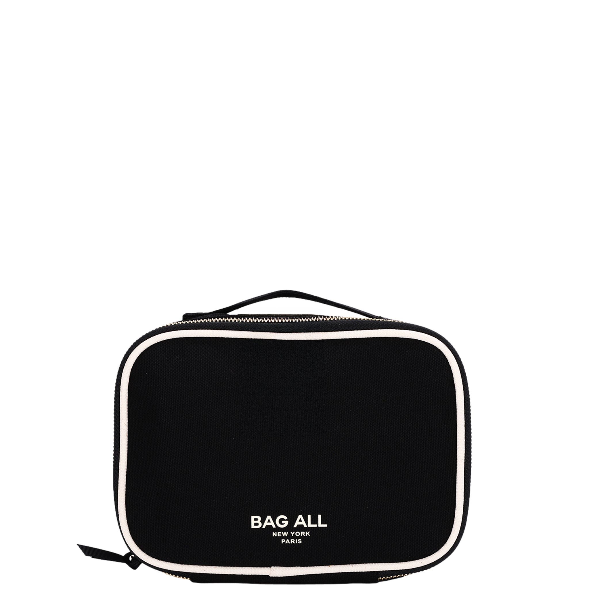 Black Bag-all double-sided tech case with zipper and handle for organizing electronics and cables