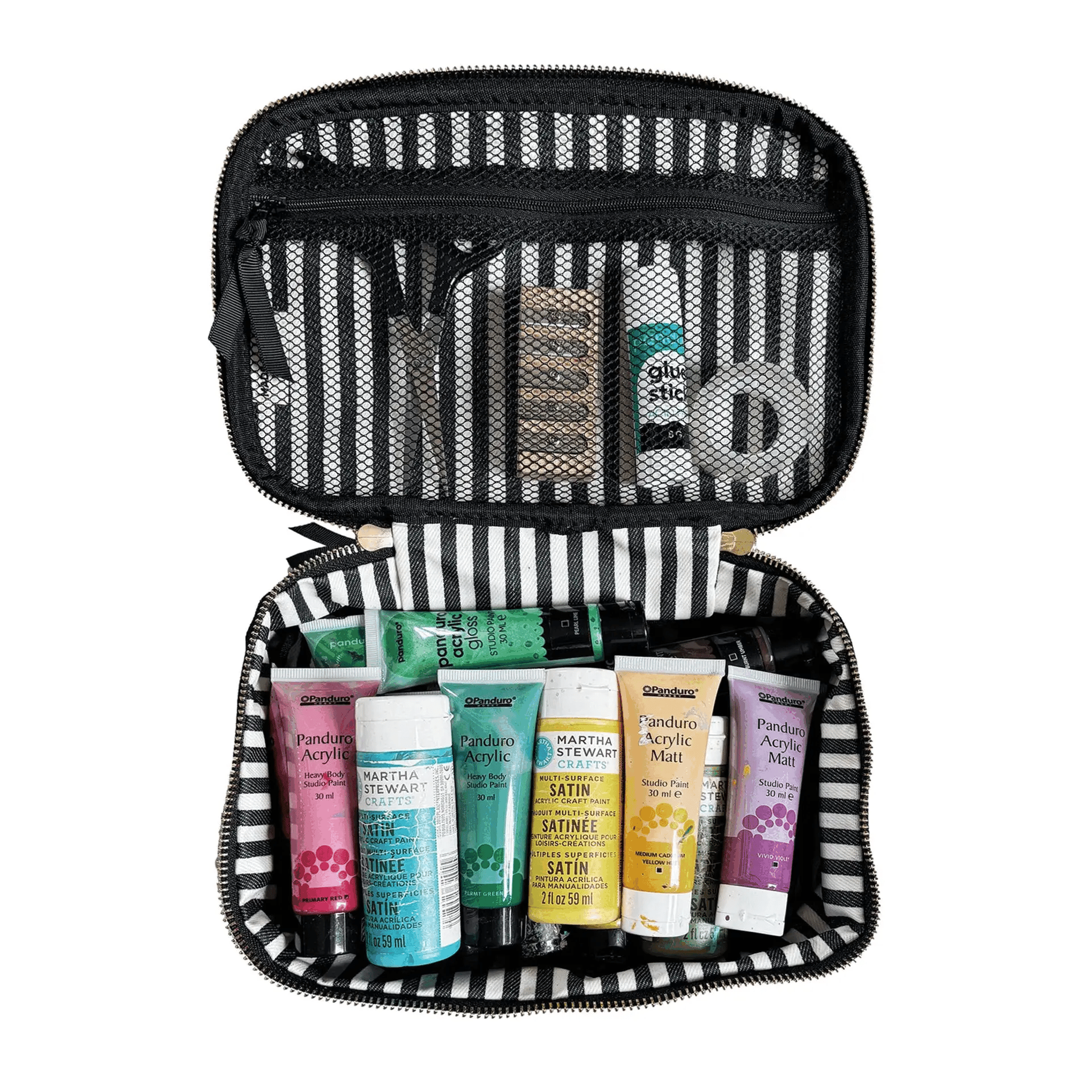 Double Sided Multi Use Case, Black by Bag-all with mesh pocket and elastic strap for organized storage on both sides.