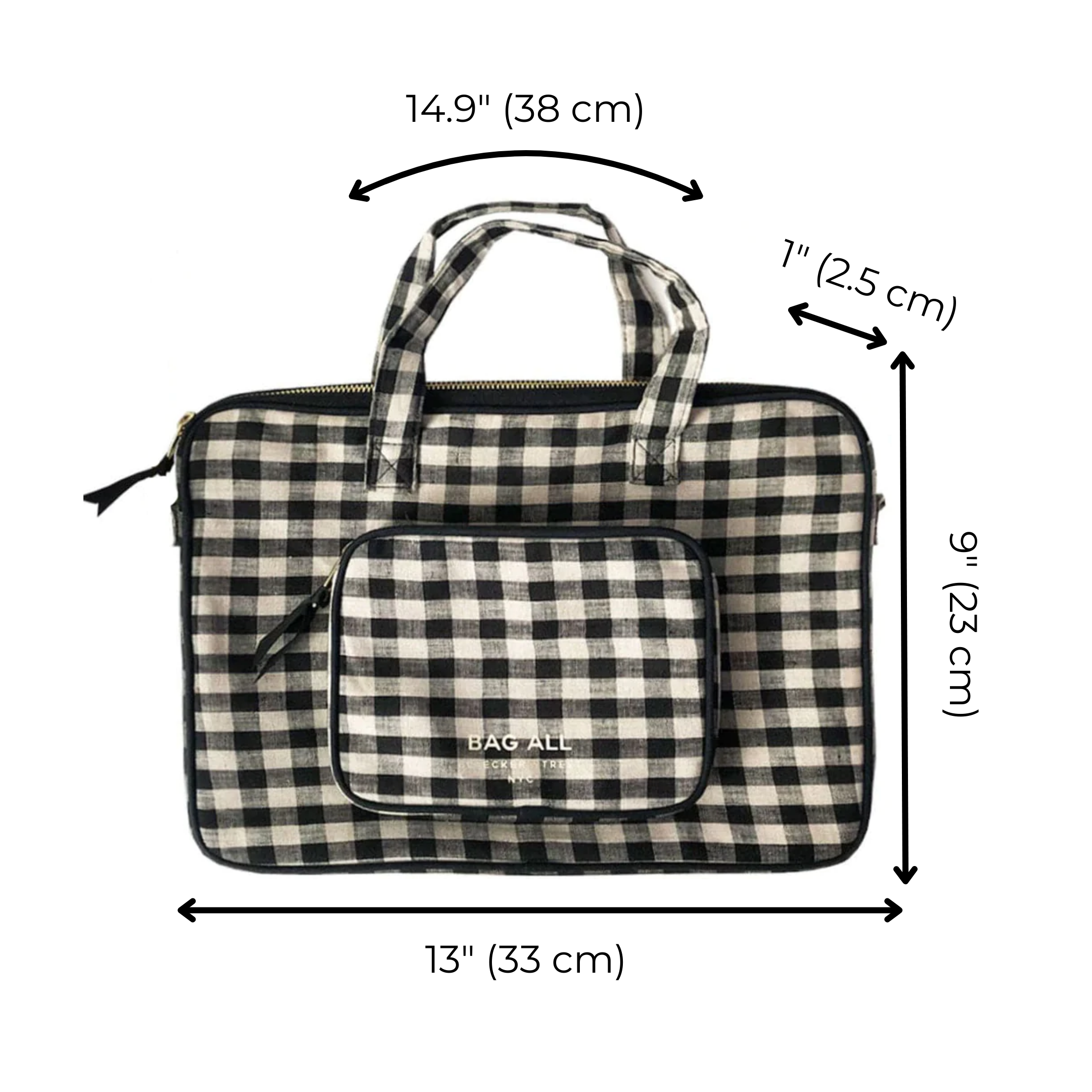 Laptop Case 13", Handle & Charger Pocket, Gingham | Bag-all