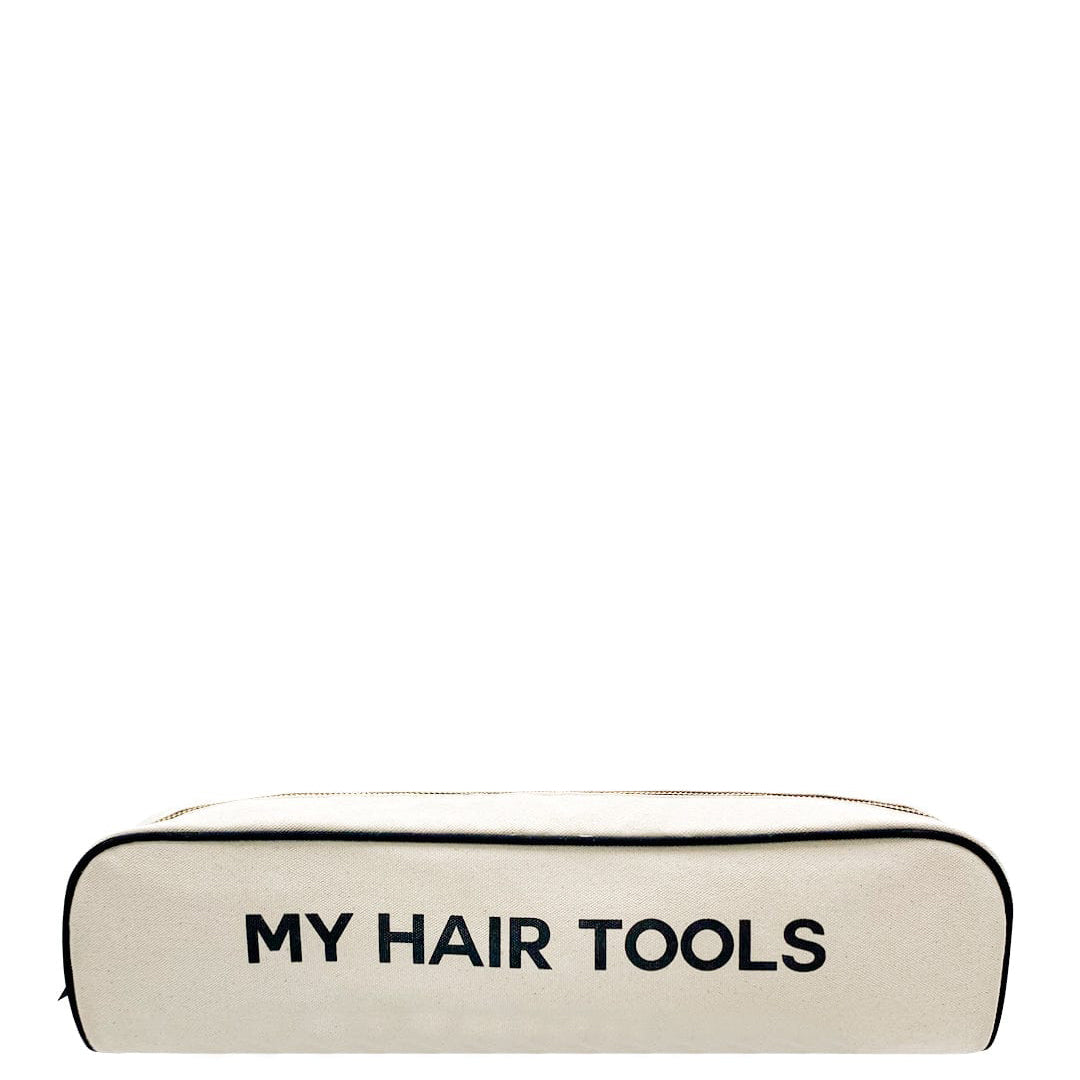 Cream Bag-all Roomy Hair Wrap Tools Travel Case with black text "MY HAIR TOOLS" on white background