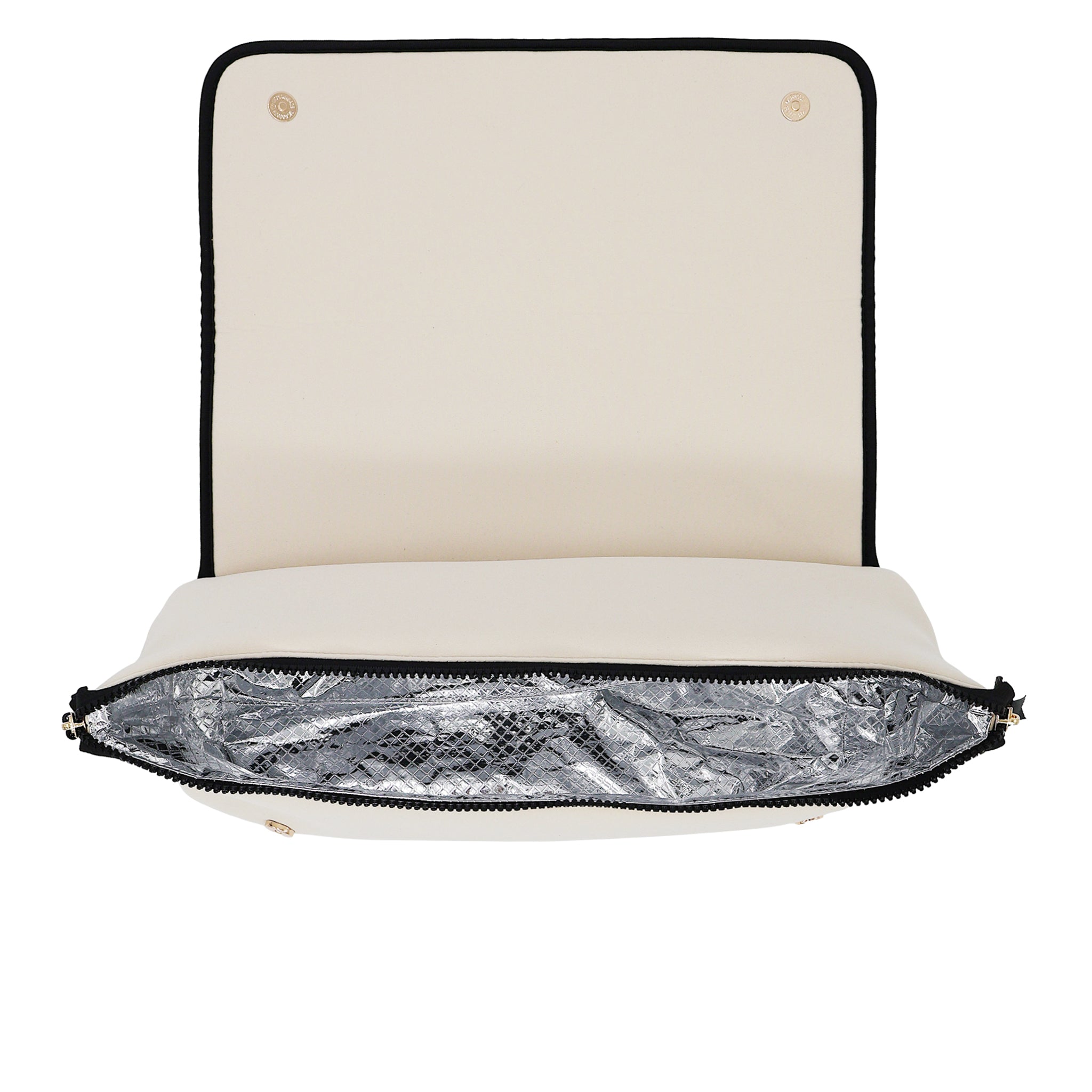 Bag-all cream hair tools travel case with heat-resistant lining and organized compartments for styling accessories