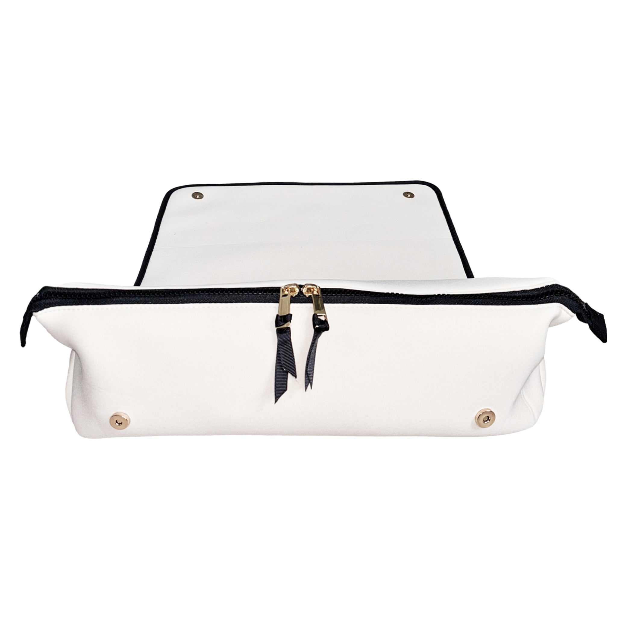 Bag-all cream travel case with heat-resistant mat and zipper, perfect for organizing hair tools and accessories.