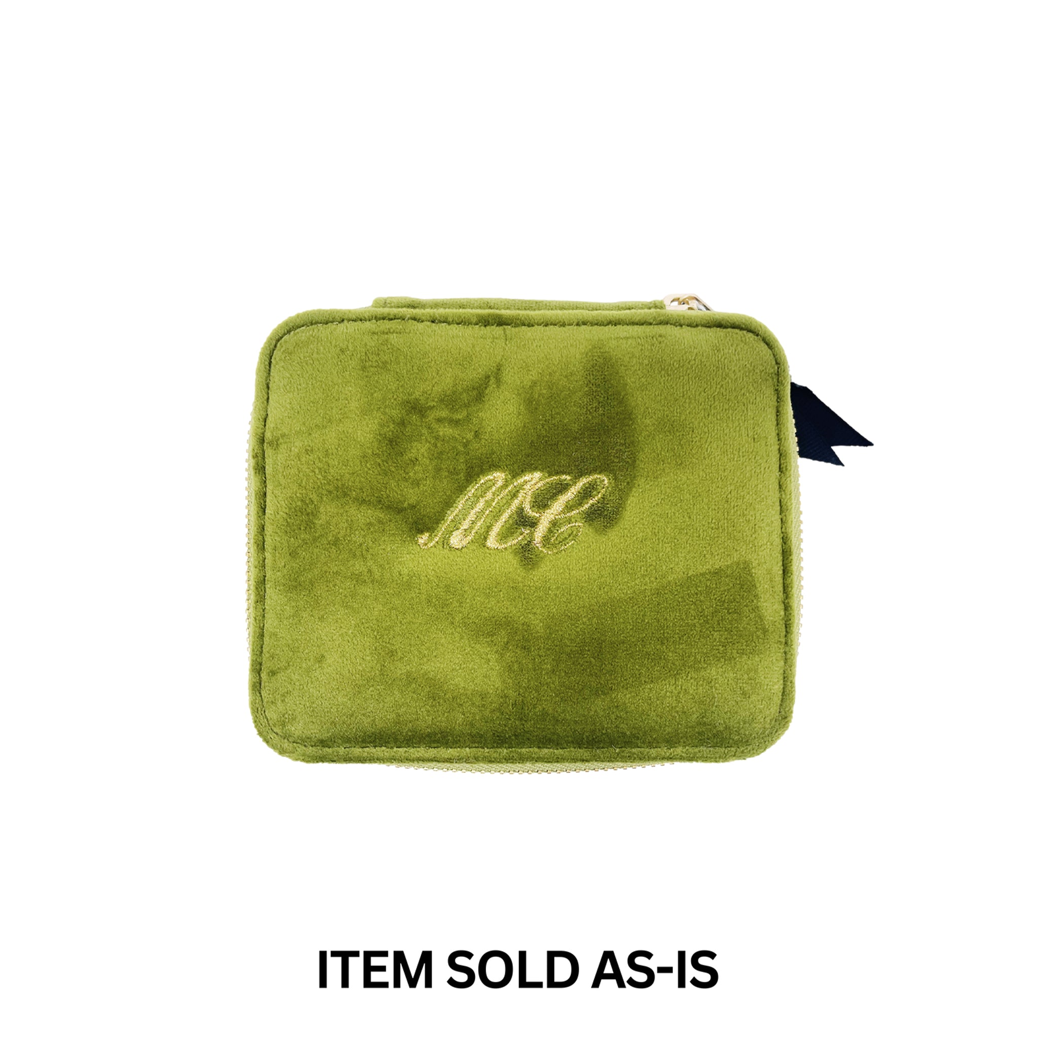 SALES BIN - Cute Jewelry Box, Monogrammable, Green Recycled Velvet