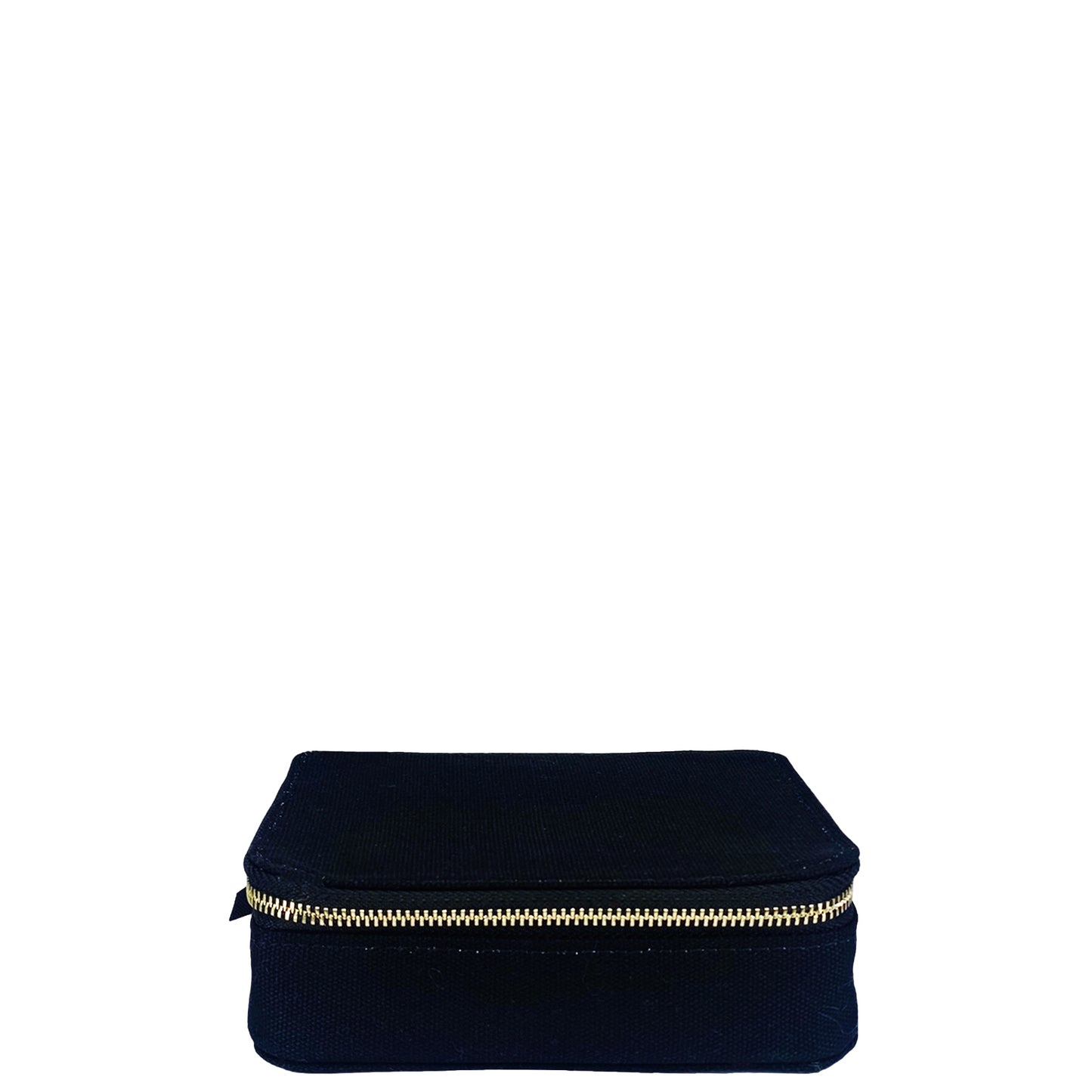 Bag-all Large Pill Travel Case in black cotton with gold zipper, featuring daily organizer compartments for medication storage and convenient travel use