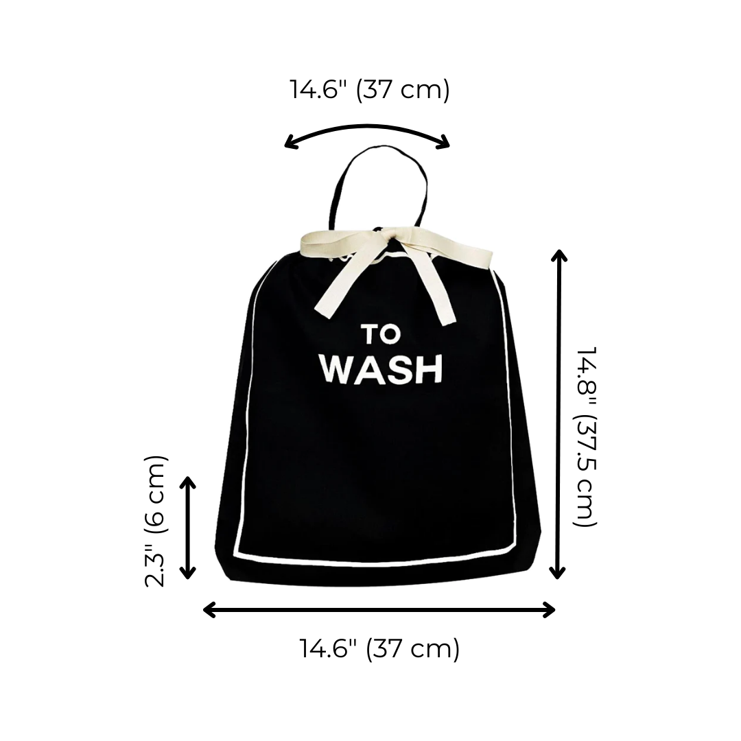 Best Deal Gift Set, 4-pack Travel & Home, Black featuring a personalized black cotton laundry bag with ribbon tie for organized travel by Bag-all.