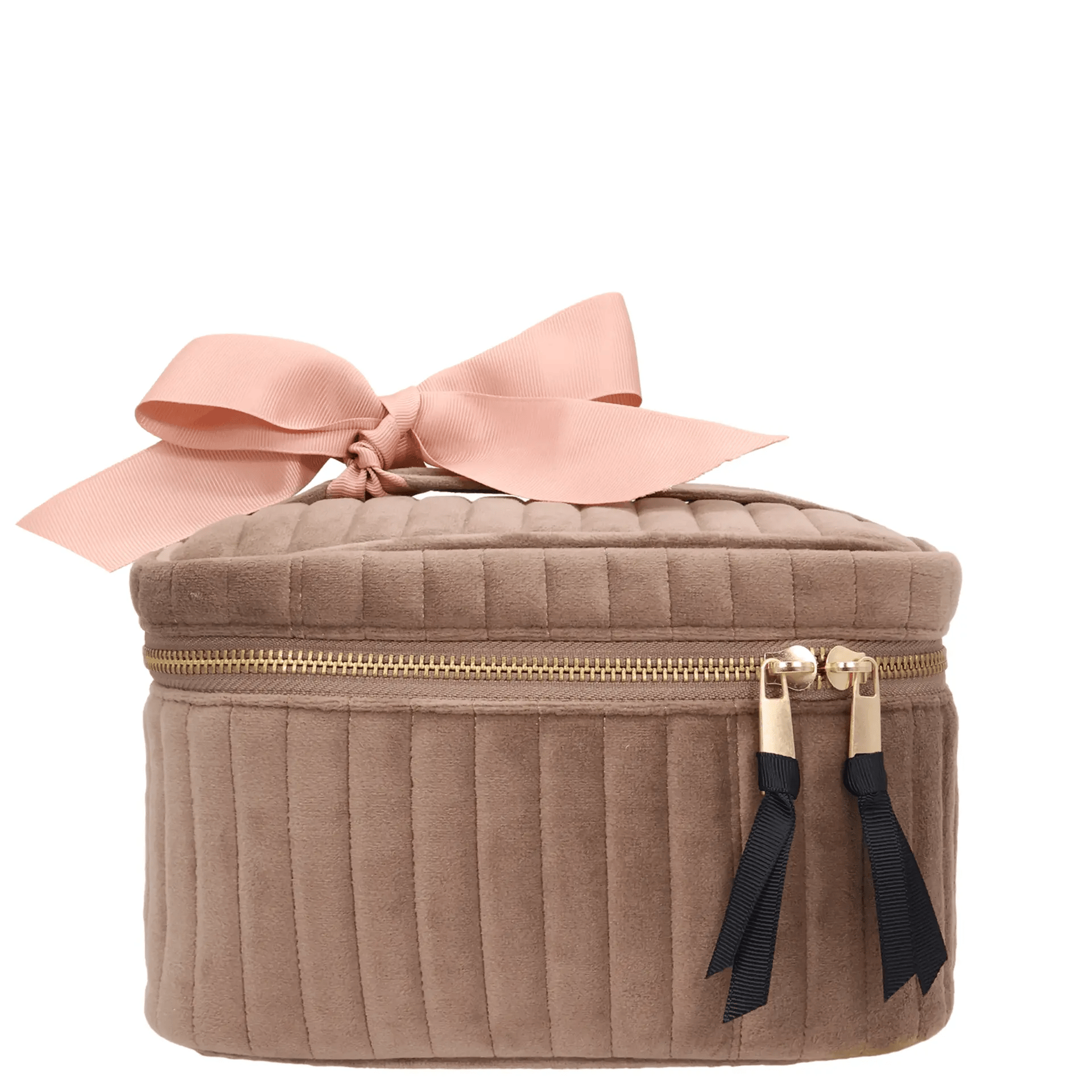 Personalized Velvet Makeup Cosmetic Box Taupe