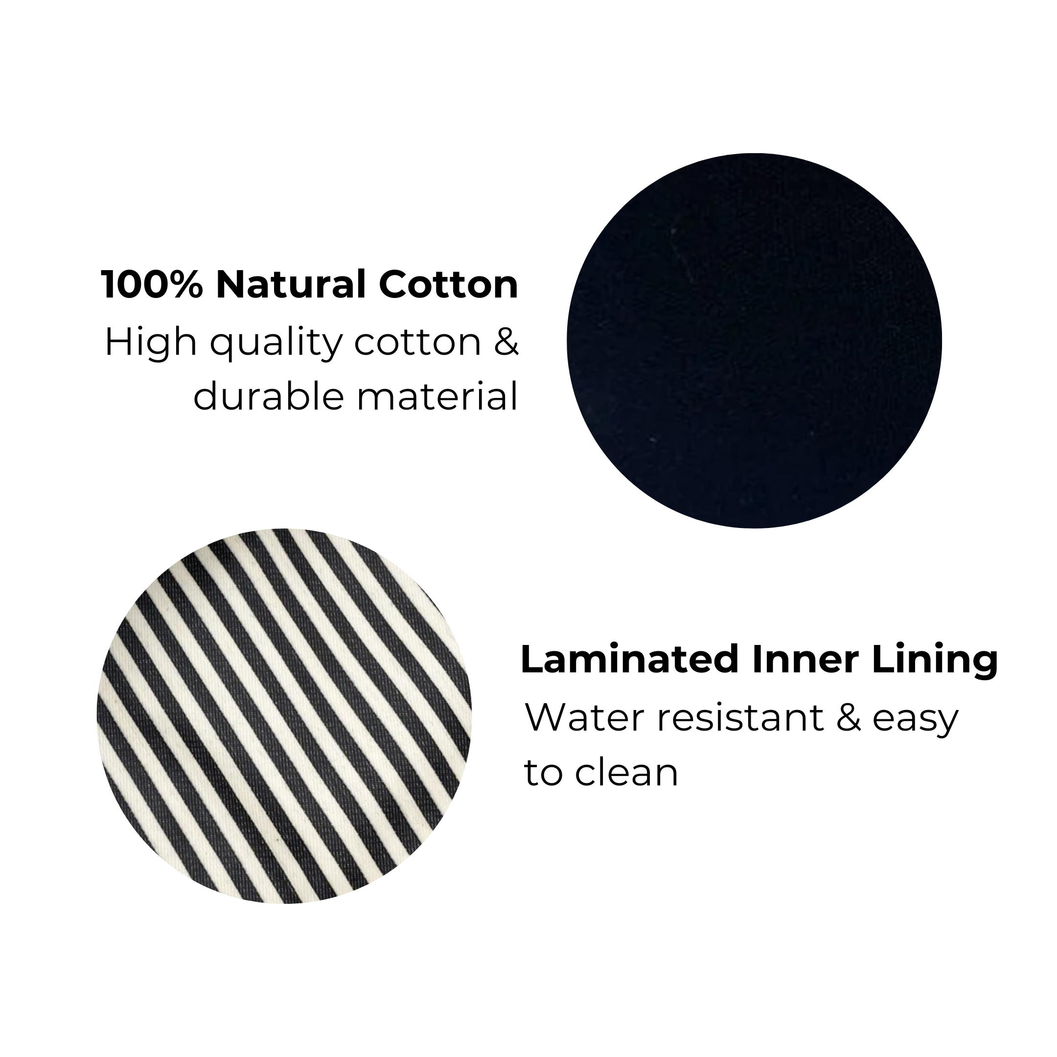 Bag-all My Makeup Pouch Blank, Coated Lining – Black, natural cotton pouch with water resistant lining