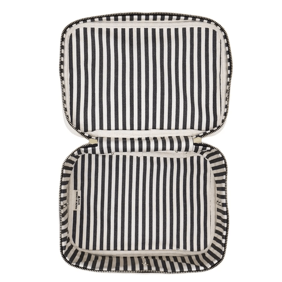 Caja mediana para maquillaje y artículos de tocador con organizador insertable – Rosa/Rosado
