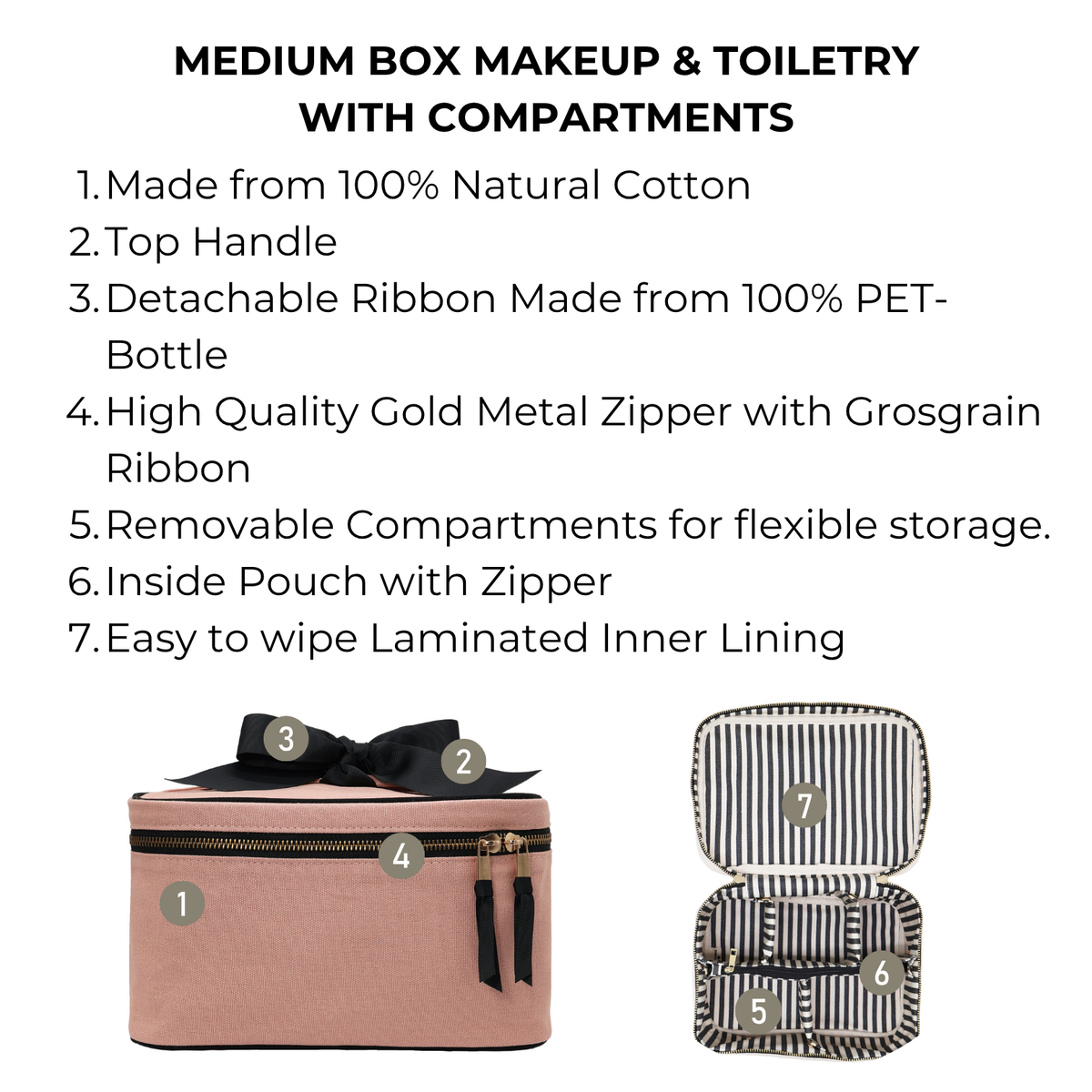 Medium Box Makeup & Toiletry with Insert Organizer – Pink/Blush Bag-all travel organization case with removable compartments
