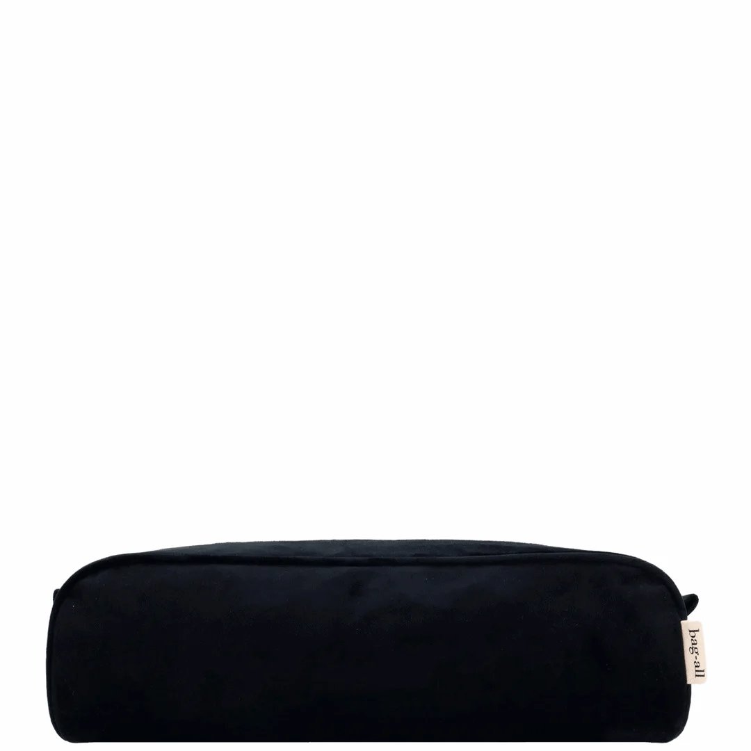 Roomy Hair Wrap Tools Travel Case – Eco Velvet – Jetset Black Bag-all black velvet travel case for hair wrap tools and organization