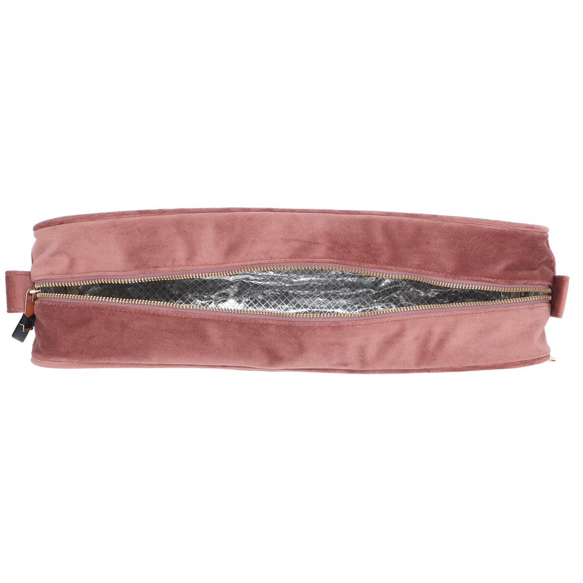 Roomy Hair Wrap Tools Travel Case – Eco Velvet – Blush Pink open pink velvet travel organizer by Bag-all