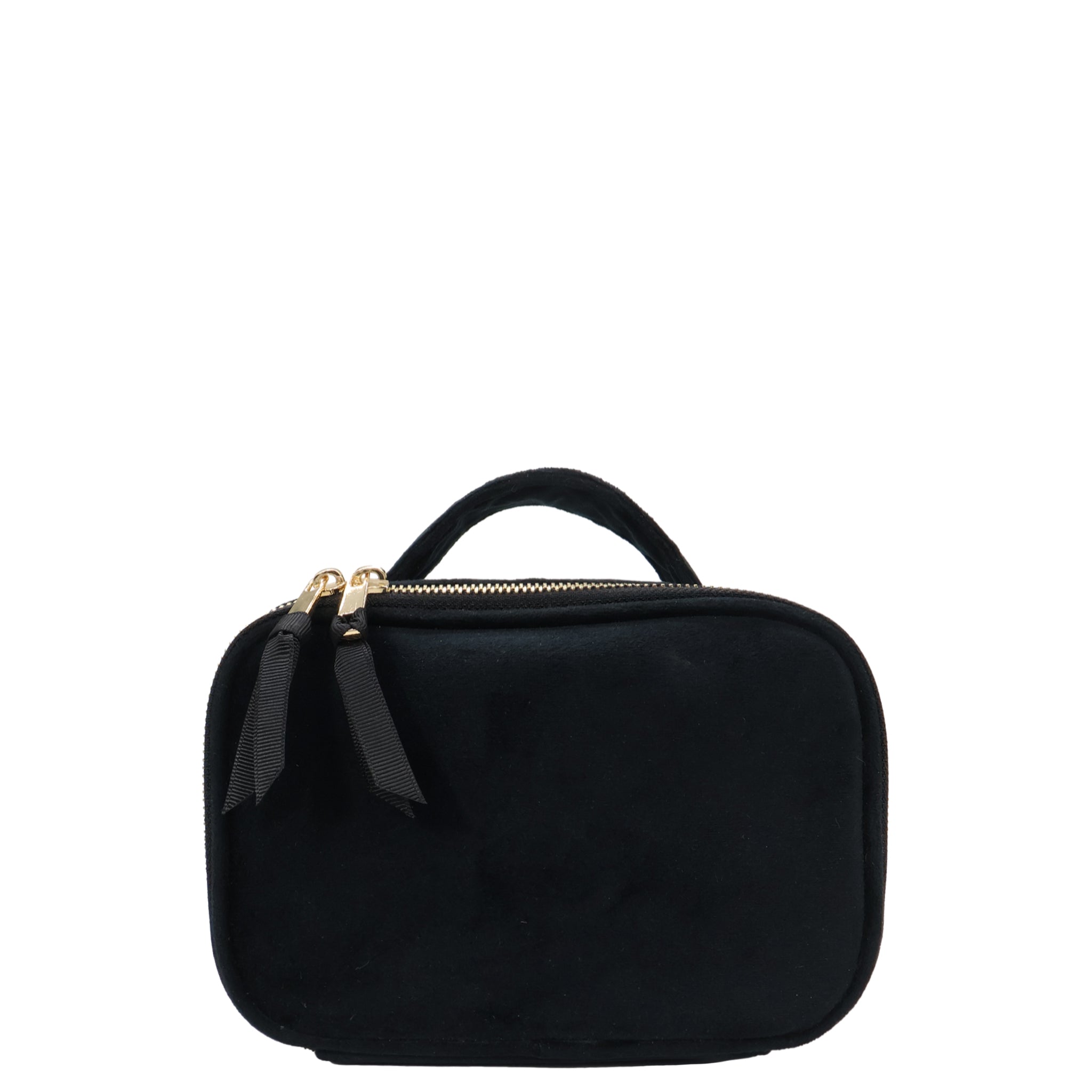 Compact and elegant Pill Box with Handle & Weekly Pill Organizer – Eco Velvet – Black by Bag-all for personalized, stylish travel organization and daily use.