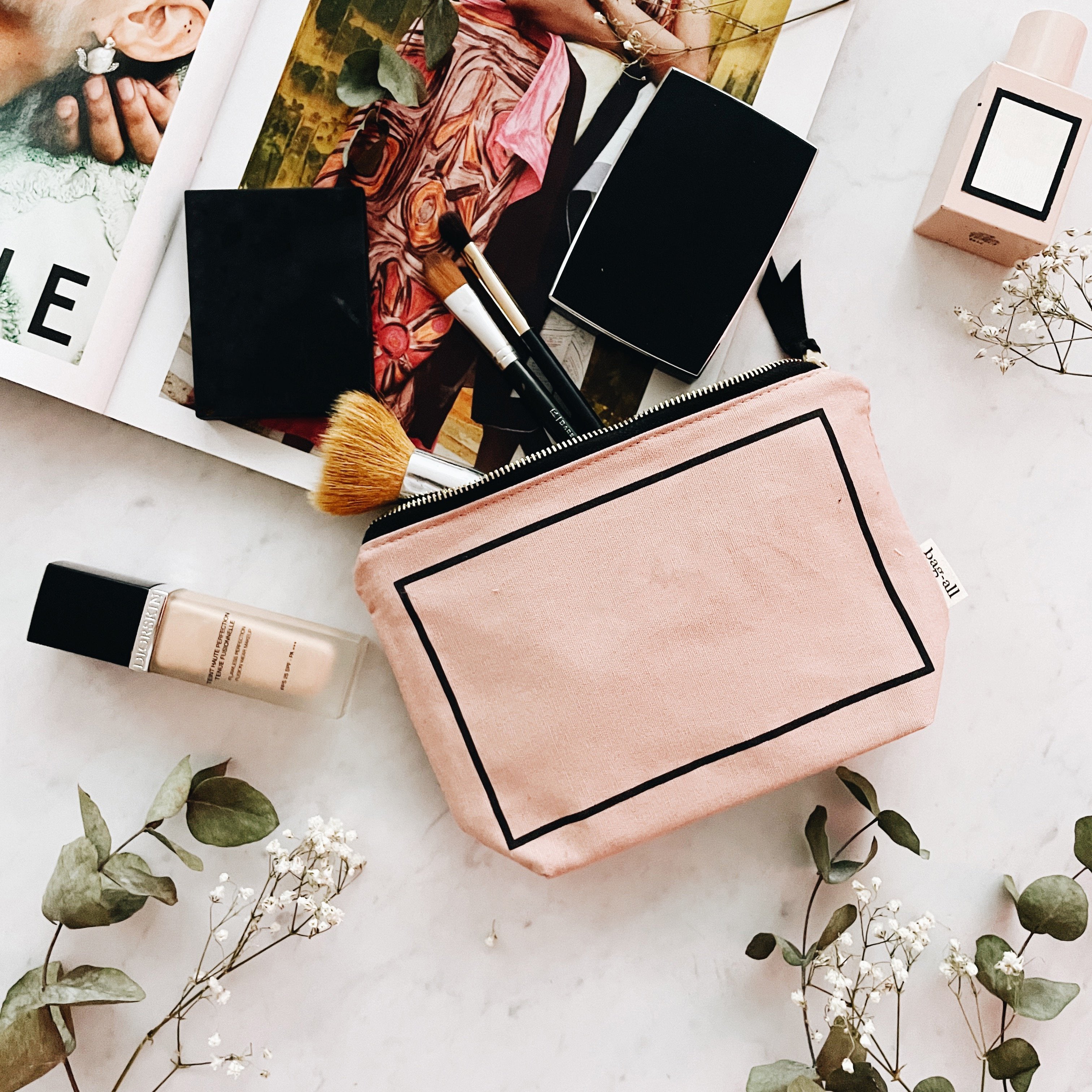 My Makeup Pouch Blank, Coated Lining – Pink/Blush by Bag-all for Paris-designed travel organization and makeup storage