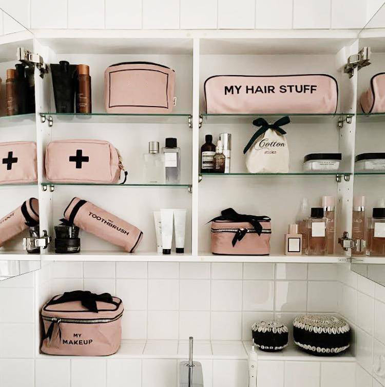 My Makeup Pouch Blank, Coated Lining – Pink/Blush Bag-all Paris-designed travel organization pouch in bathroom storage