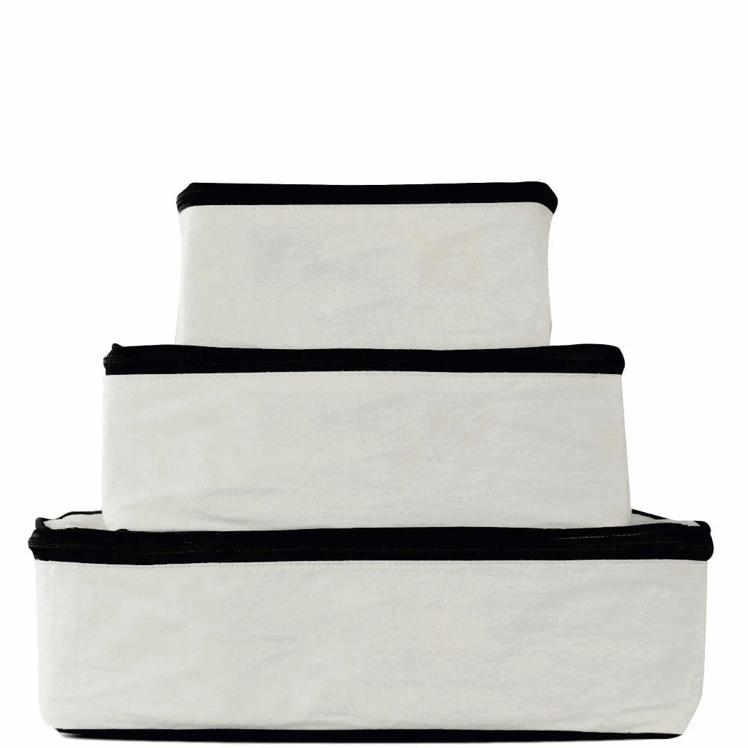 Personalized Packing Cubes, 3-pack – Cream by Bag-all, Paris-designed travel organization for frequent travelers