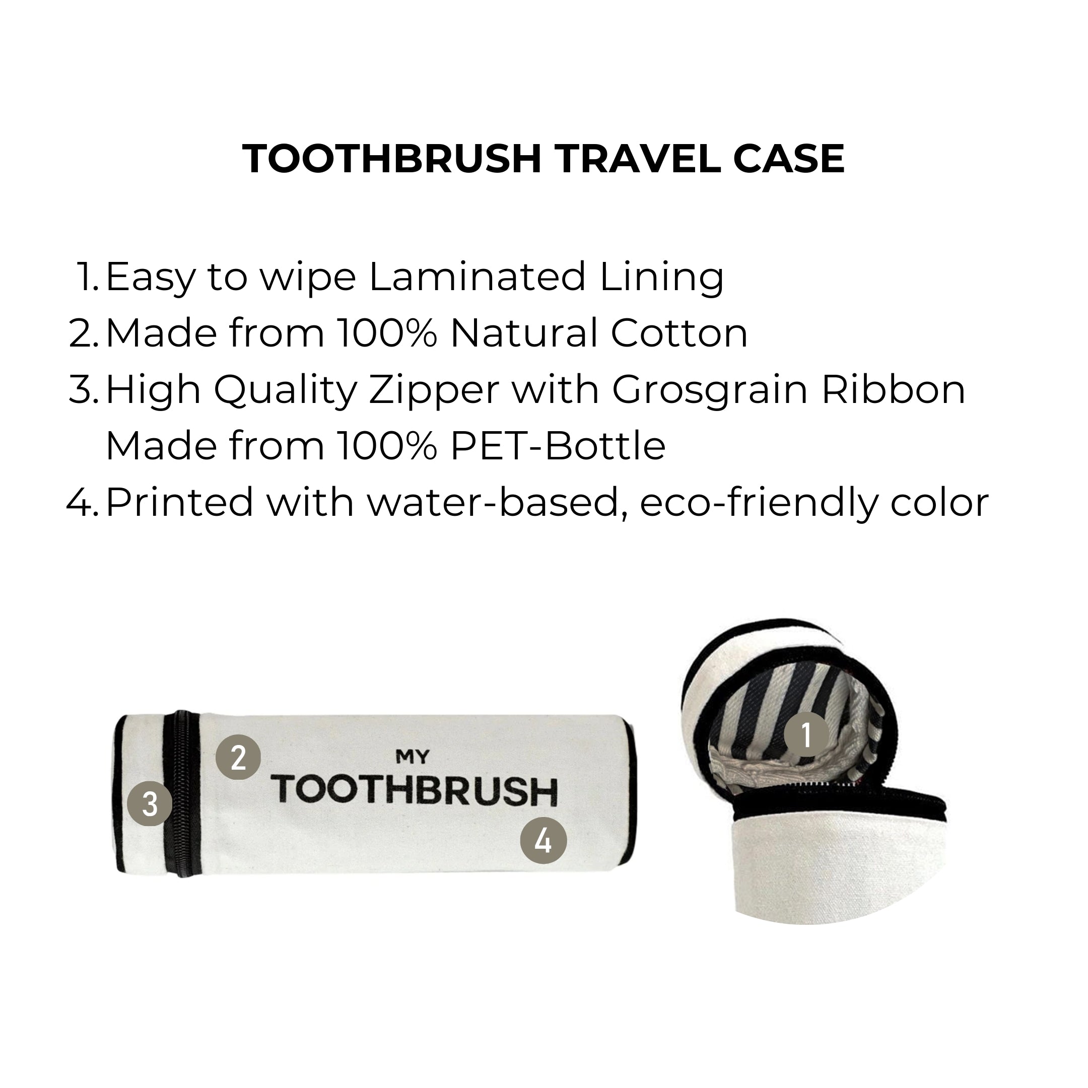 Best Deal Gift Set, 4-pack Travel & Home, Cream featuring a personalized cream cotton toothbrush travel case with laminated lining by Bag-all.