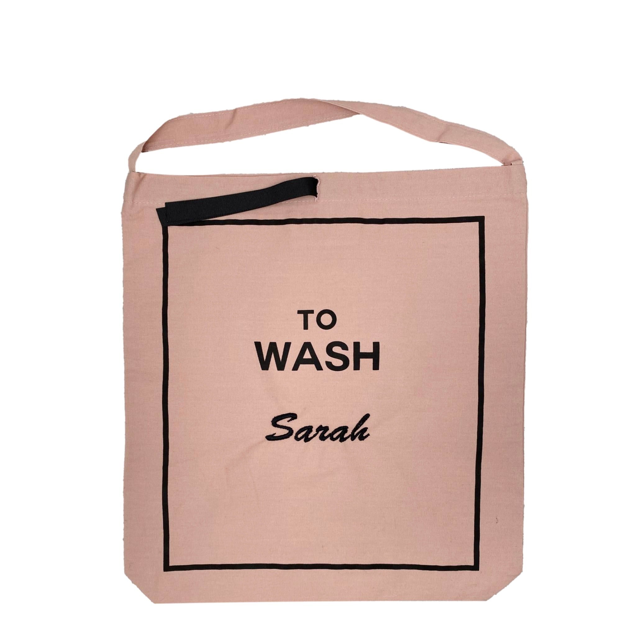 Bag-all Toiletry Travel Gift Set in pink/blush featuring 4 cotton organizers: toiletry pouch, toothbrush case, shoe bag, and customizable To Wash bag with monogram option