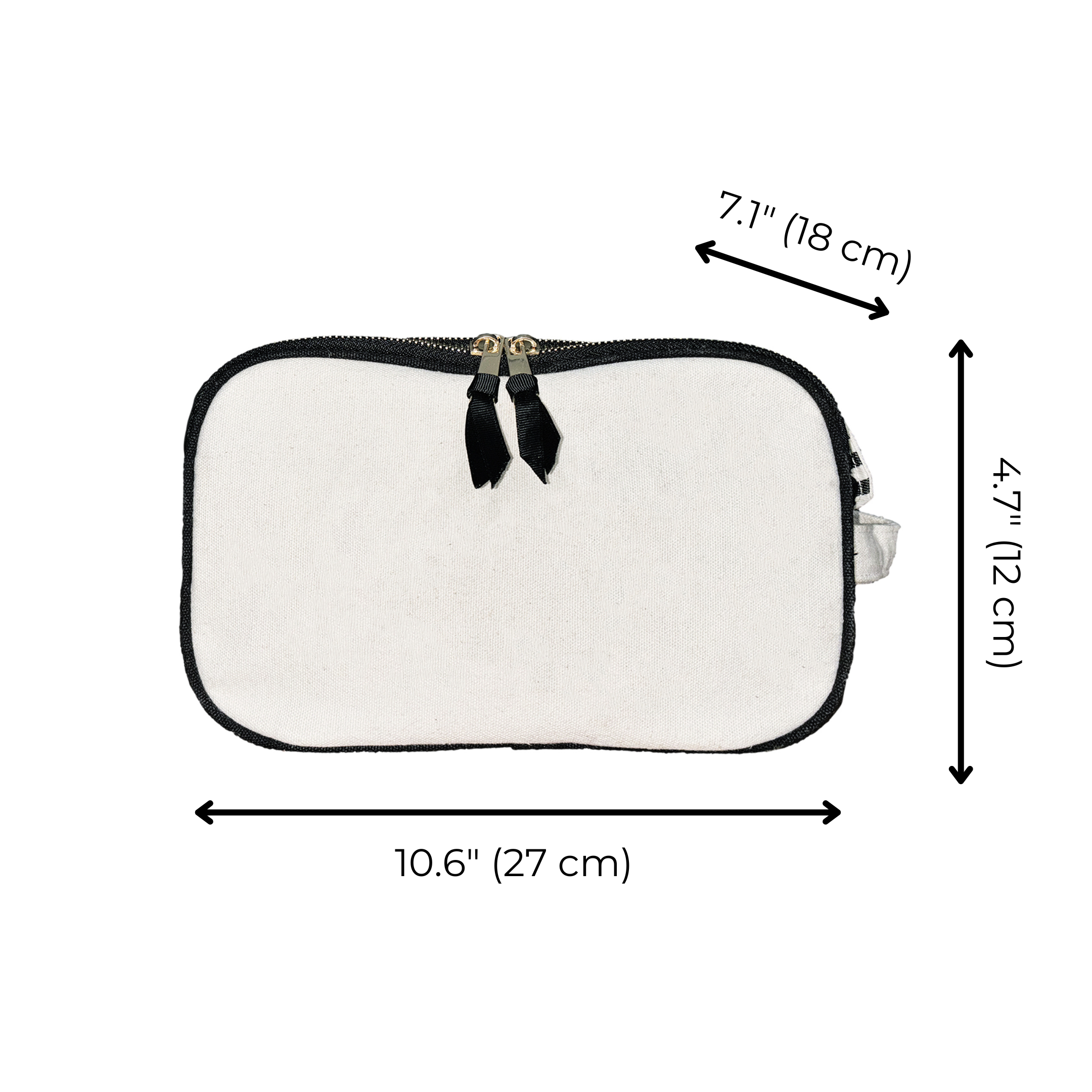 Bag-all Triple Travel & Hobby Organizer in cream with dimensions and dual zipper closure for easy access and organization