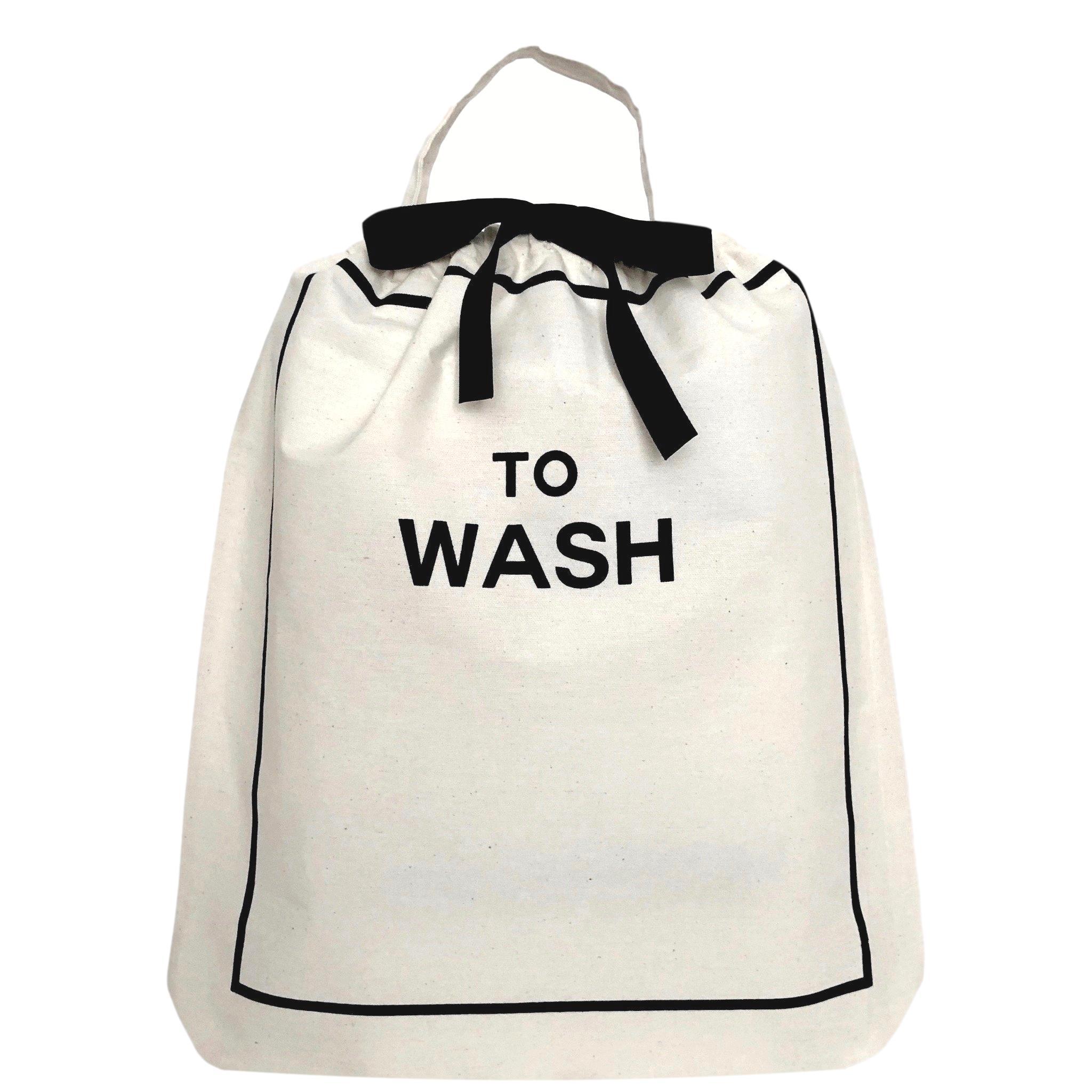 Bag-all Deal Gift Set His Favorites features white cotton To Wash laundry bag with black text and ribbon detail, perfect for organizing men's essentials in eco-friendly style