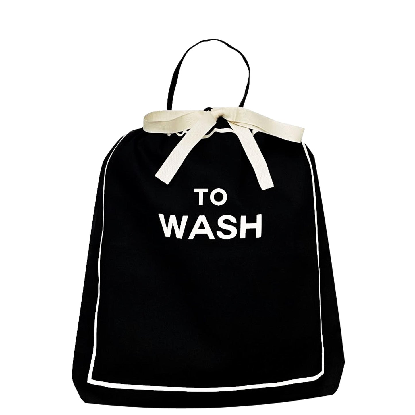 Bag-all Deal Gift Set 4-pack featuring black cotton To Wash laundry bag with white bow detail and text, part of travel and home organization collection