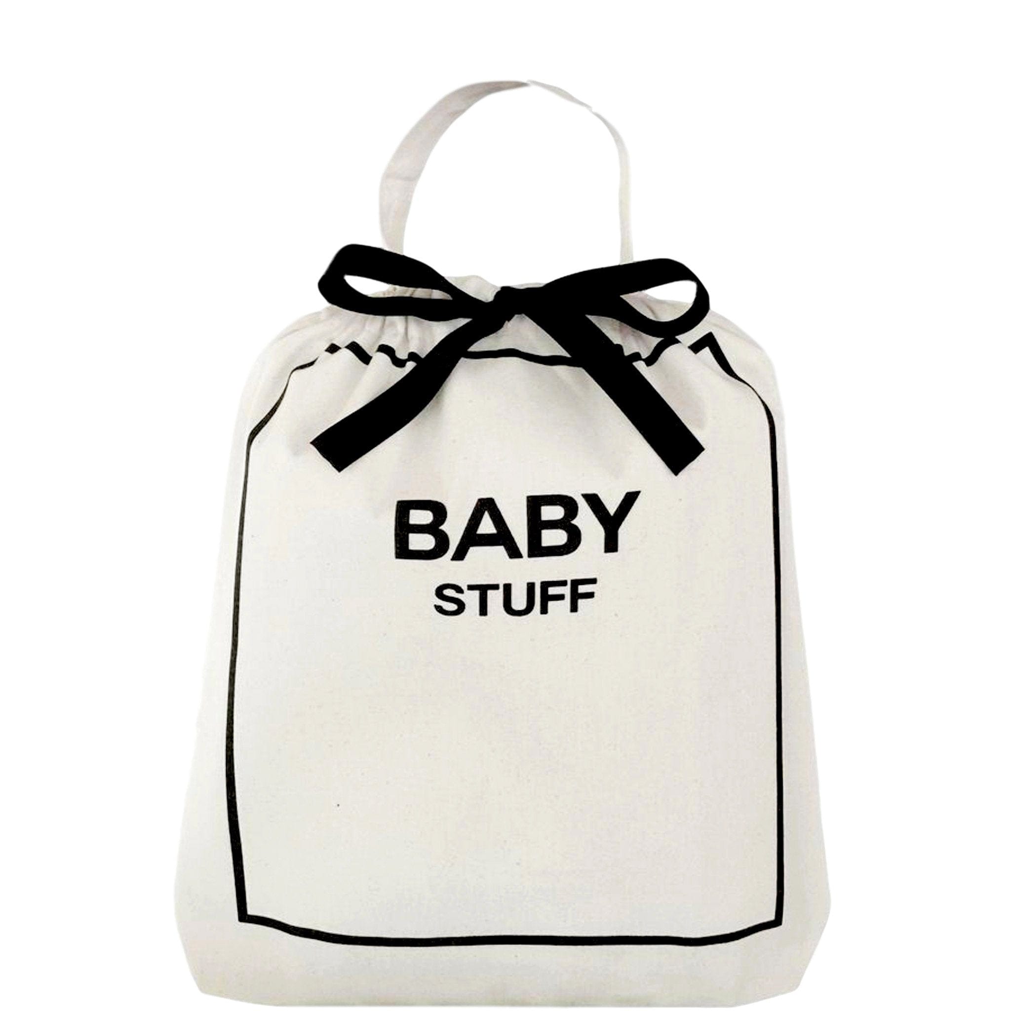 Baby organizing bag with "baby" stuff on front. 