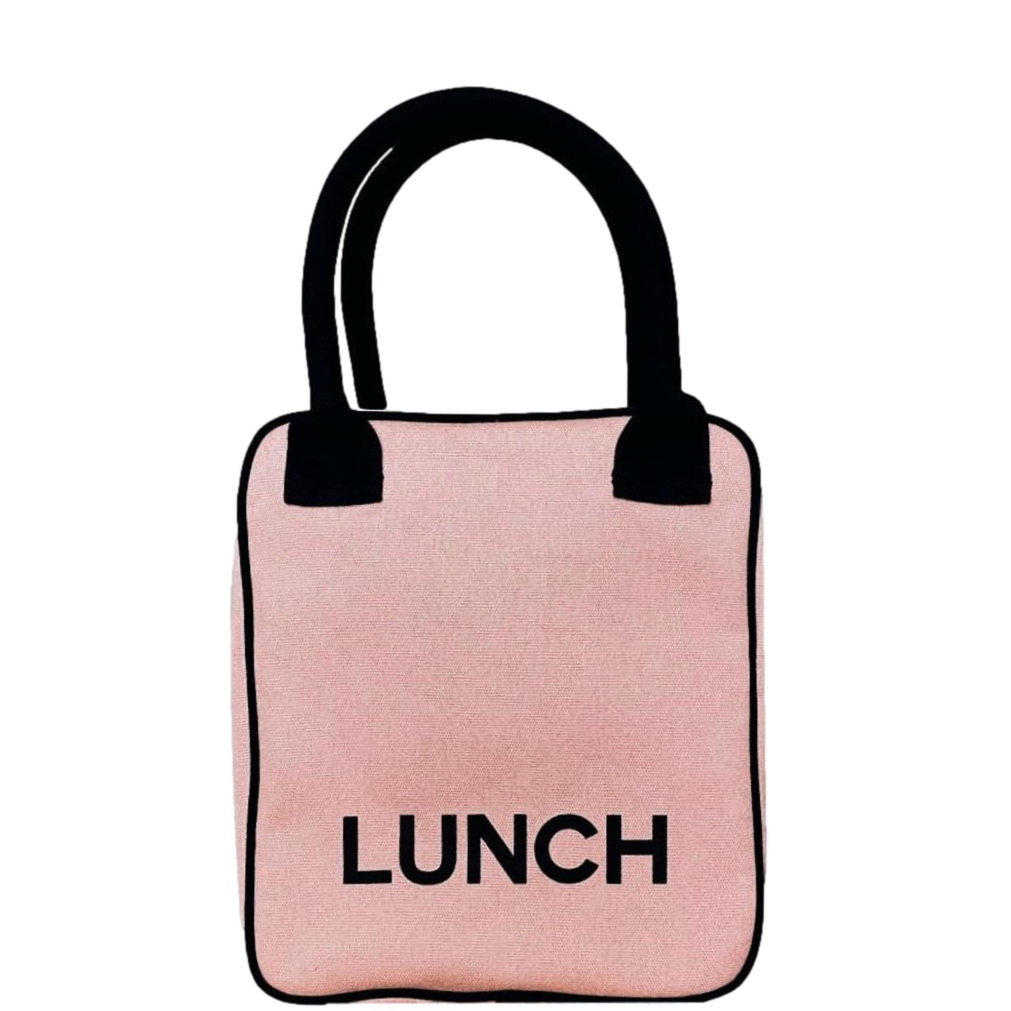 Bag-all Insulated Lunch Box in pink blush cotton with black handles and text, stylish reusable lunch tote for work and school, insulated to keep food fresh