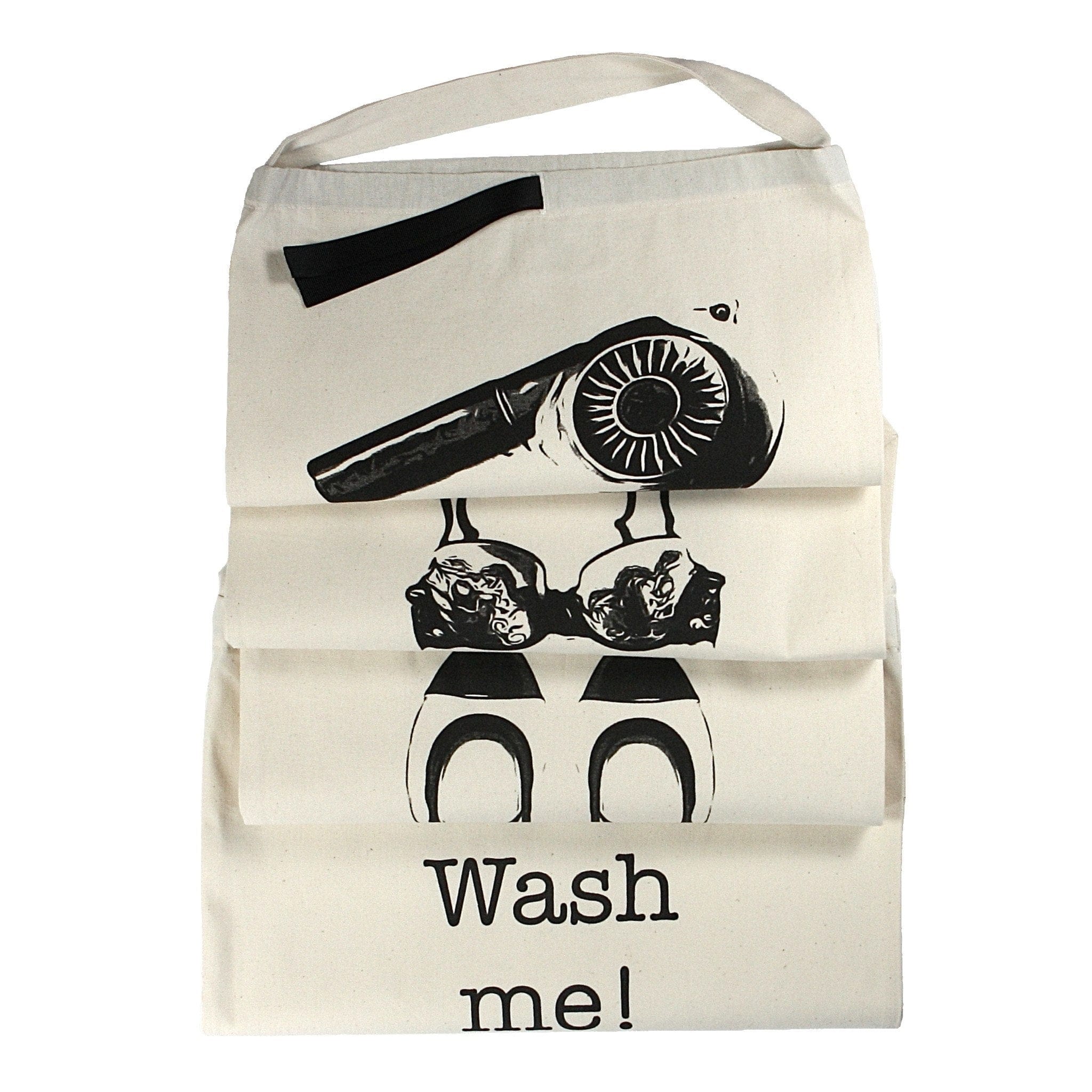 Bag-all Women's Travel Set 4-pack in cream featuring organized compartments for laundry, hairdryer, lingerie, and ballet flats with stylish black graphic prints on cream cotton canvas