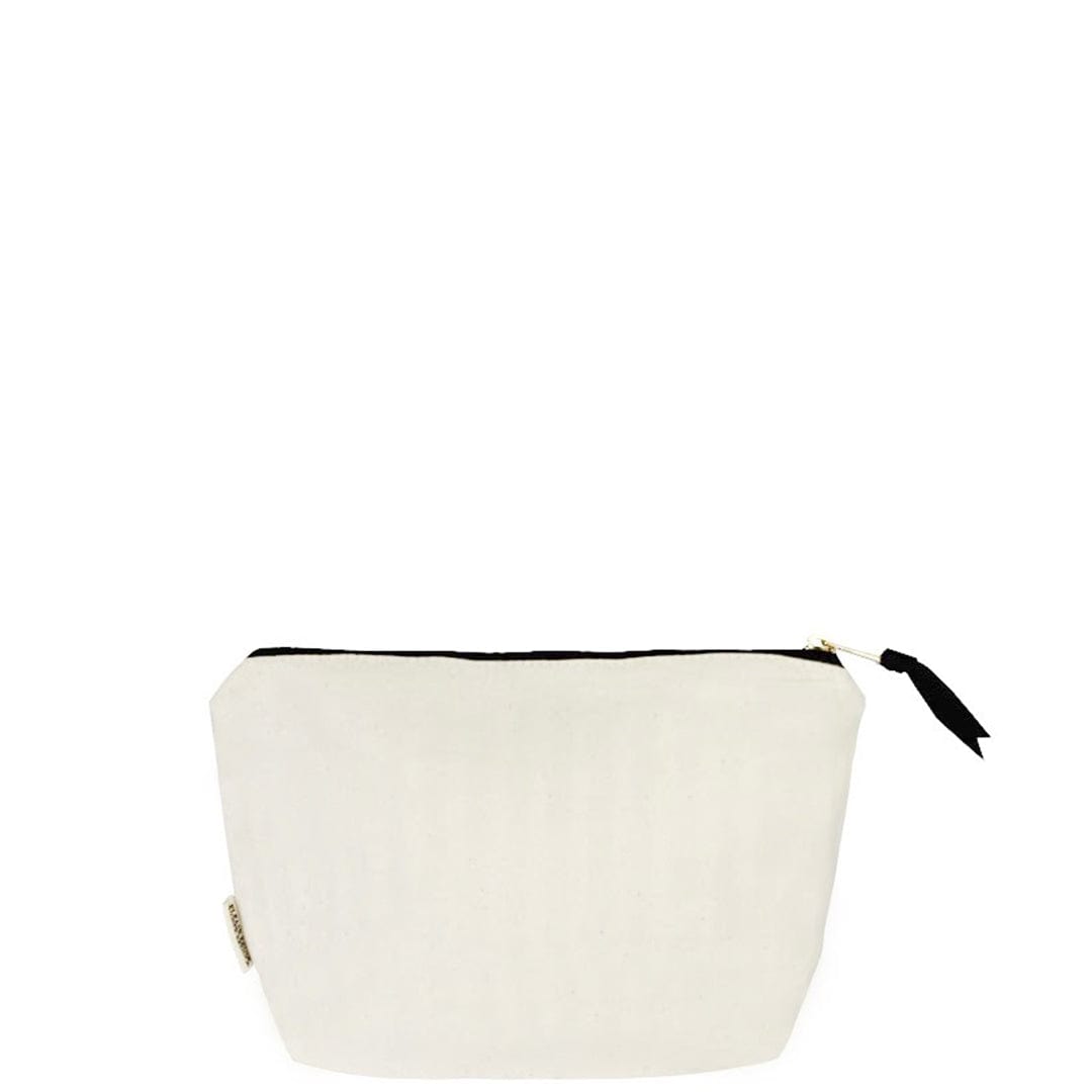 Bag-all Cream Passport Pouch - Compact cotton travel case with black zipper, perfect for organizing multiple passports and travel documents