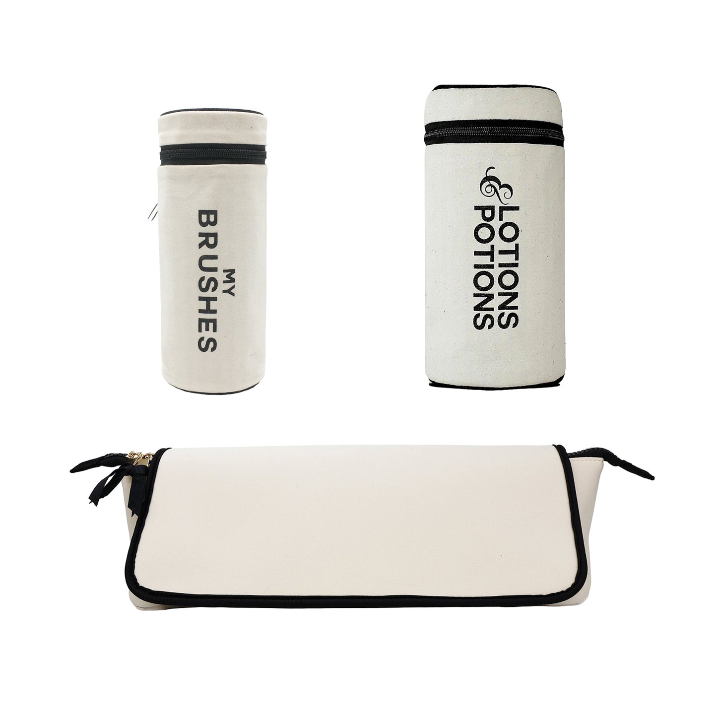 Bag-all cream Hair Ritual Deal Gift Set with 3-pack brushes and hair tools organizer for stylish storage