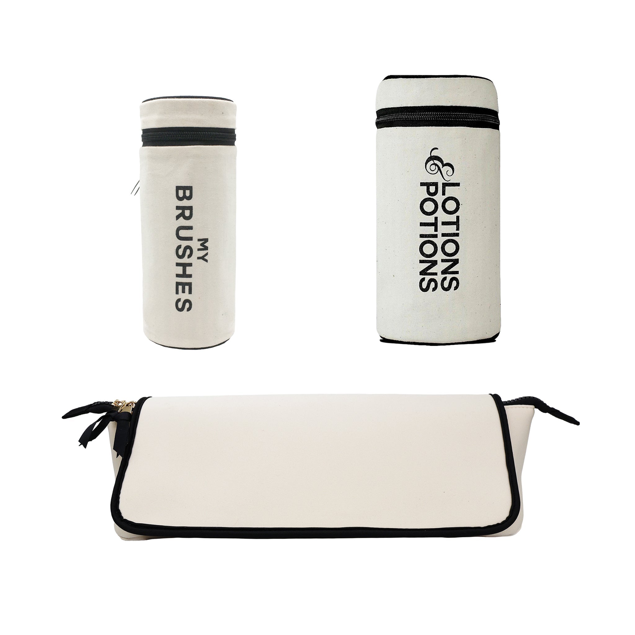 Bag-all cream Hair Ritual Deal Gift Set with 3-pack brushes and hair tools organizer for stylish storage