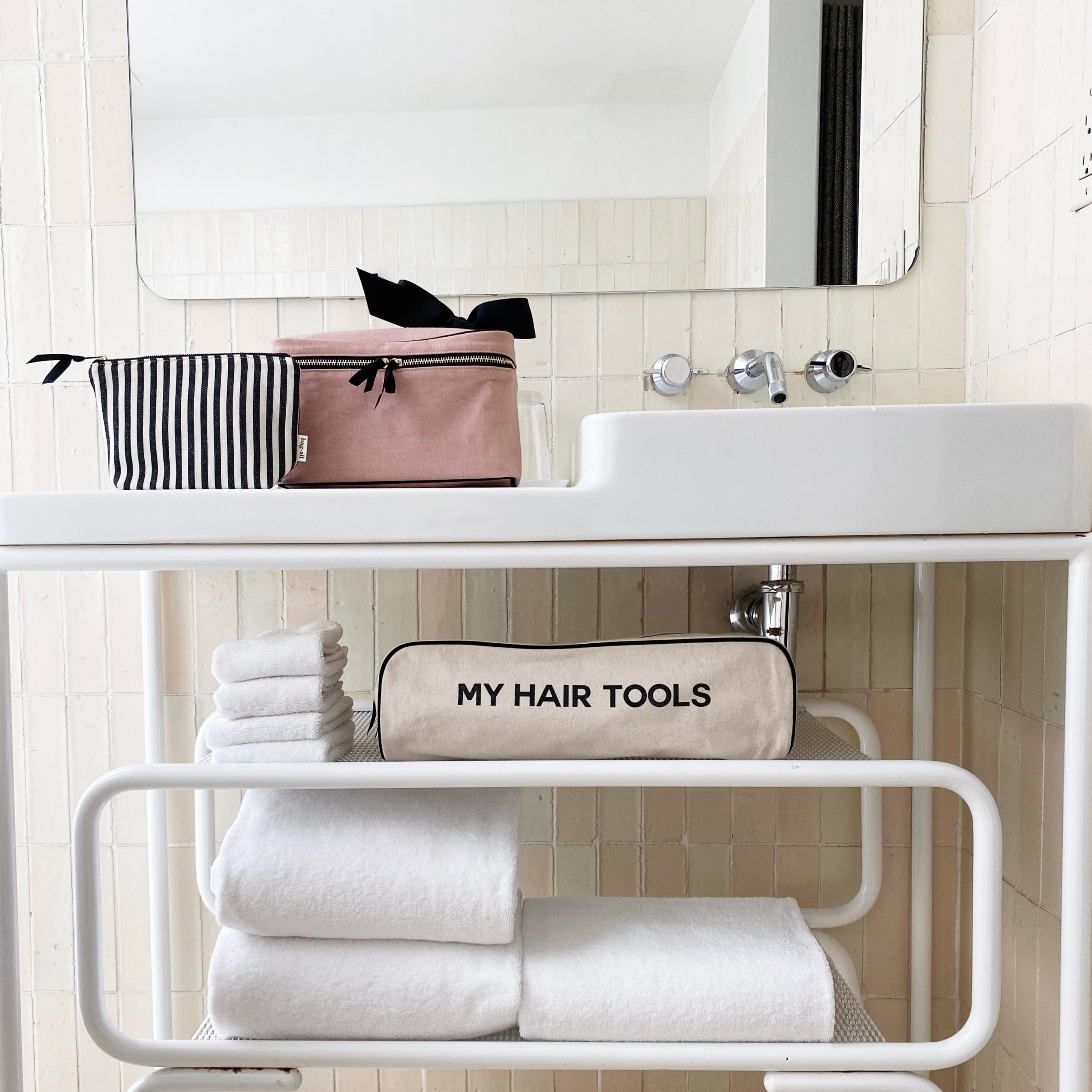 Roomy Hair Wrap Tools Travel case, Fits Dyson Airwrap, Cream | Bag-all