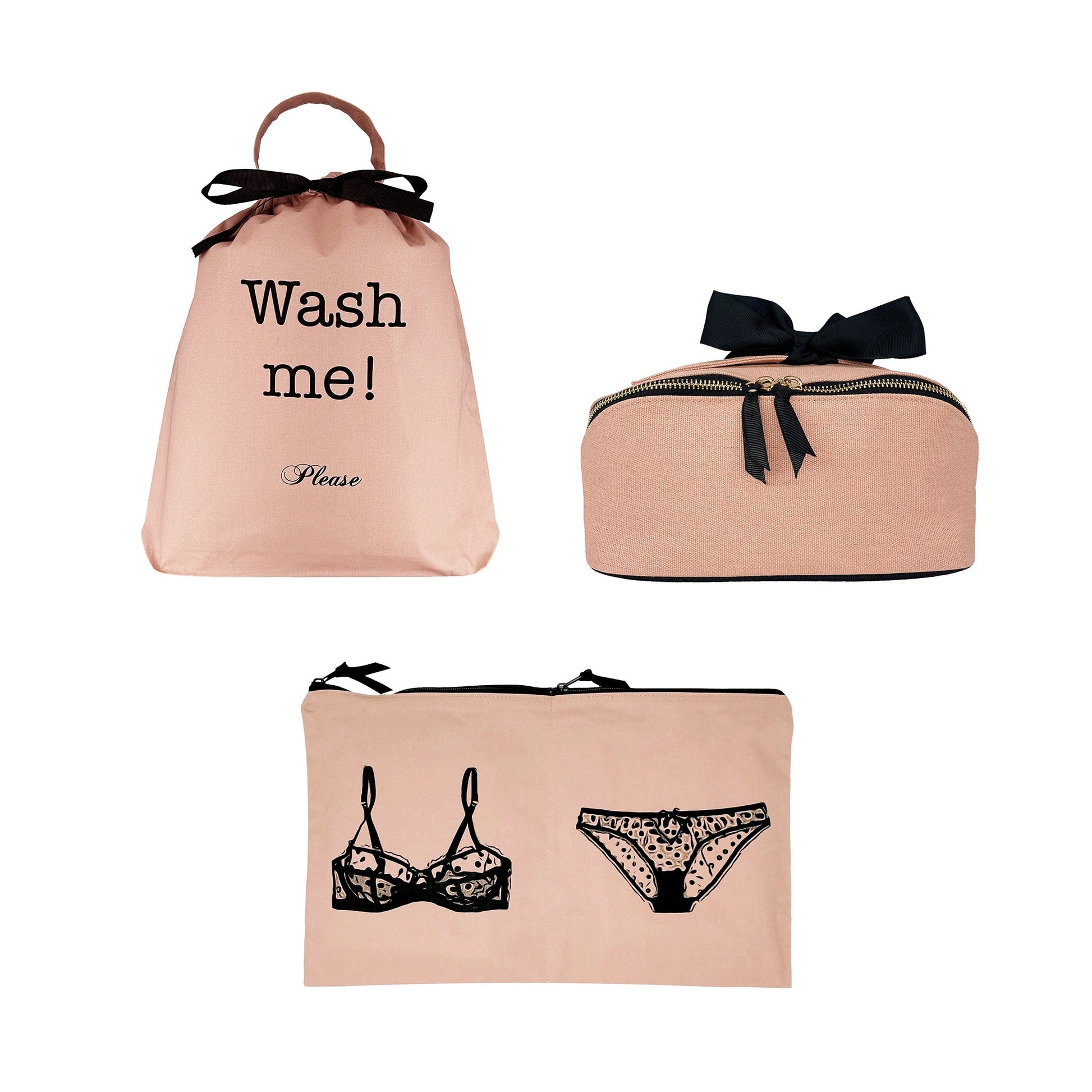Bag-all pink blush 3-pack gift set with underwear and laundry organizers including wash bag and zip pouch