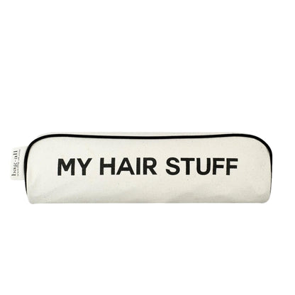 Bag-all Best Deal Gift Set featuring My Hair Stuff Case - cream cotton travel organizer with black trim and text, part of 4-piece organizing collection