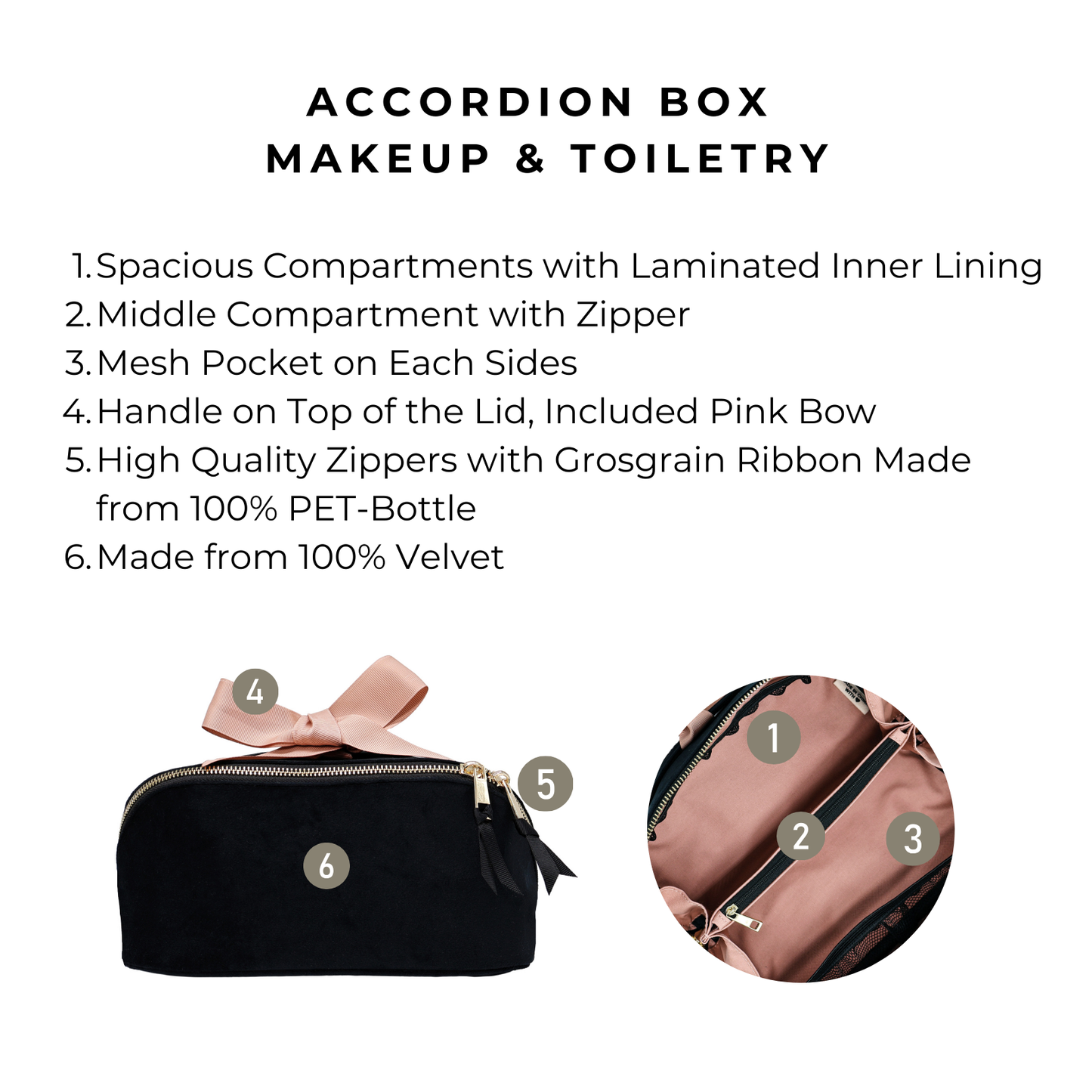 Accordion Box Makeup & Toiletry, Black Velvet