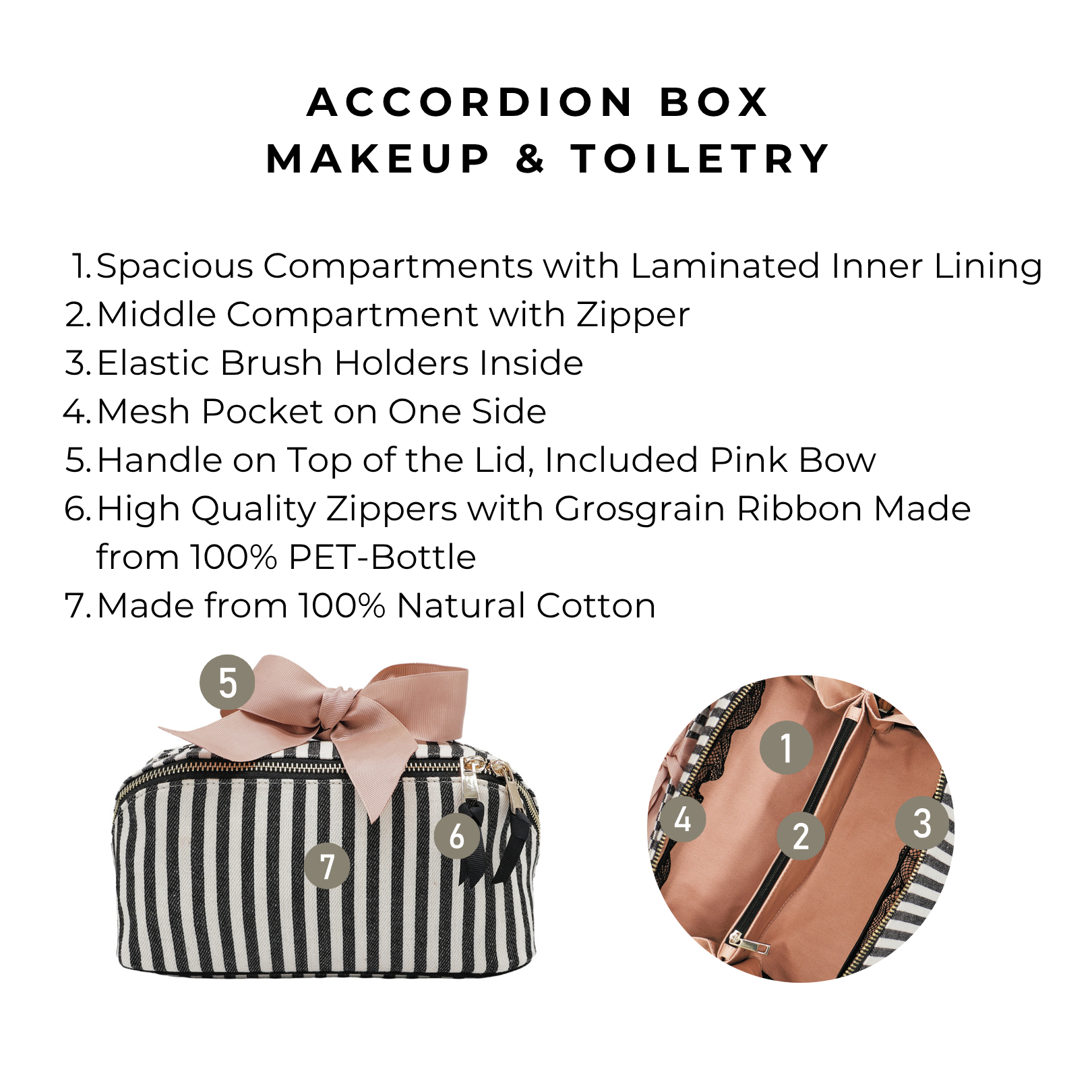 Accordion Box Makeup & Toiletry – Striped