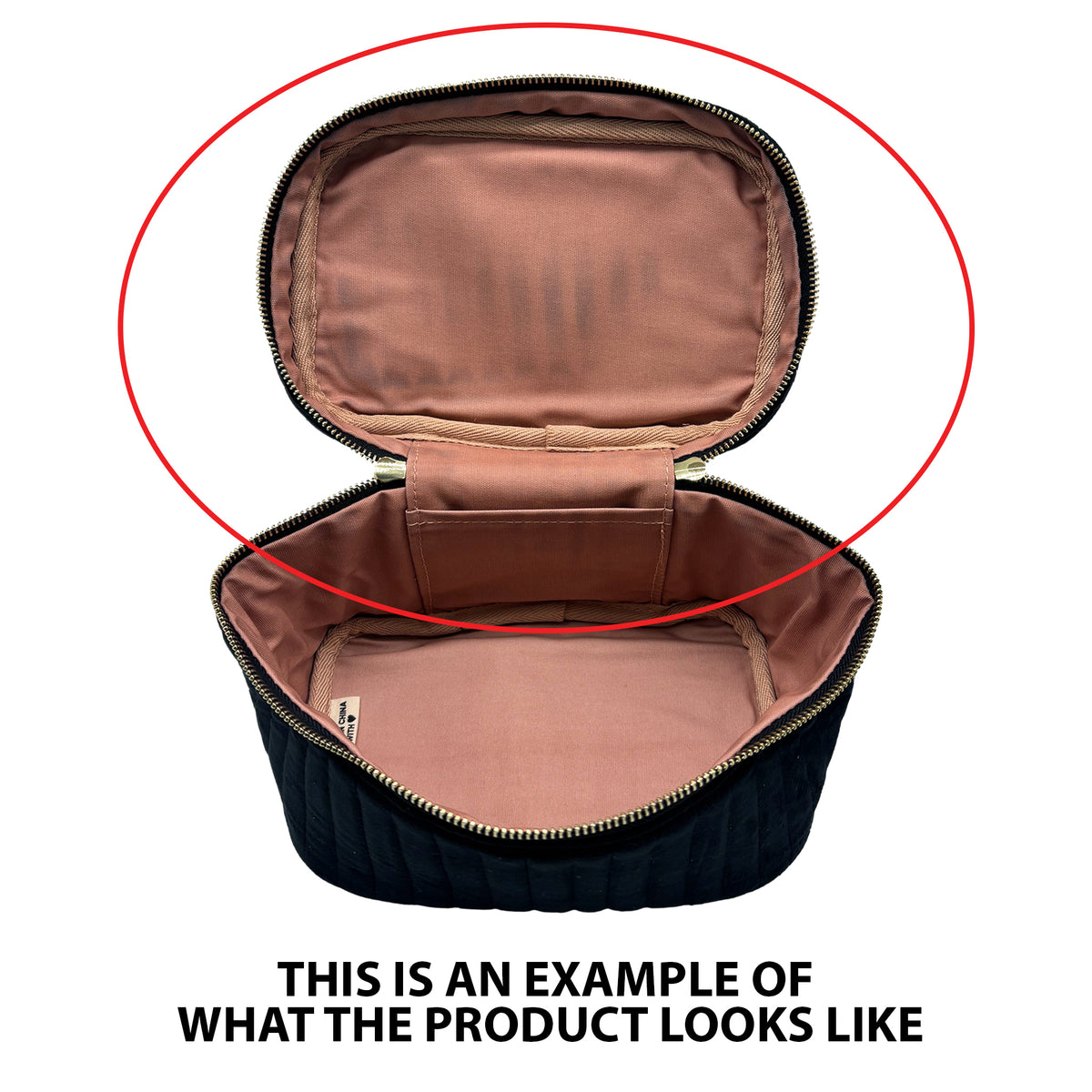 Bag-all SALES BIN - My Makeup Cosmetic Box – Quilted Eco Velvet – Jetset Black open for travel organization