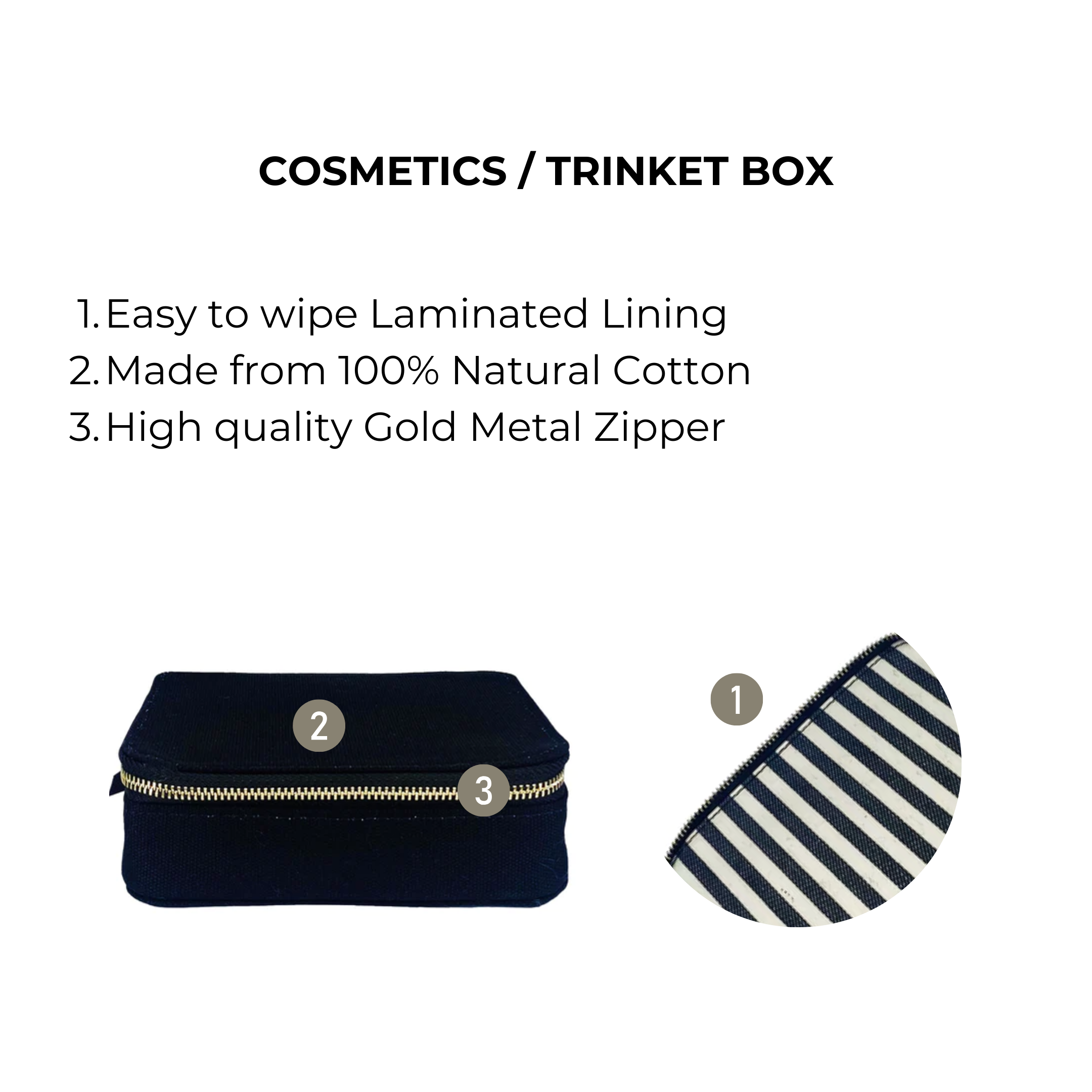 Cosmetics/Trinket Box, Black | Bag-all