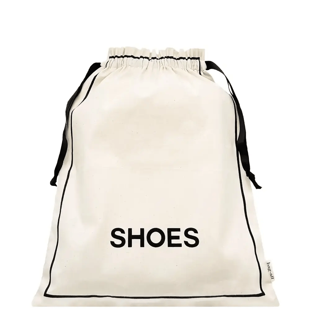 Couture Shoe Travel Bag – Cream, Bag-all cotton drawstring shoe bag for travel organization and frequent travelers
