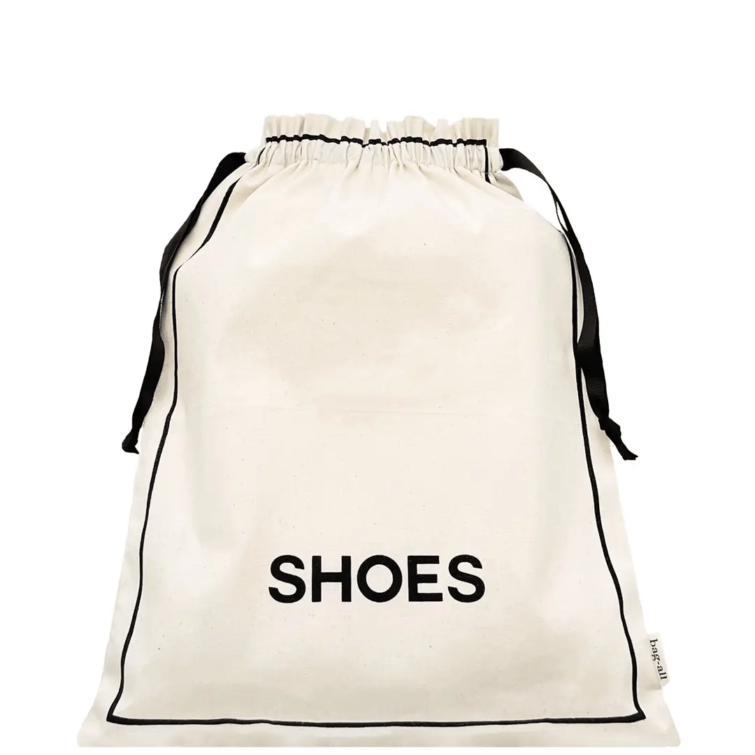 Couture Shoe Travel Bag – Cream, Bag-all cotton drawstring shoe bag for travel organization and frequent travelers