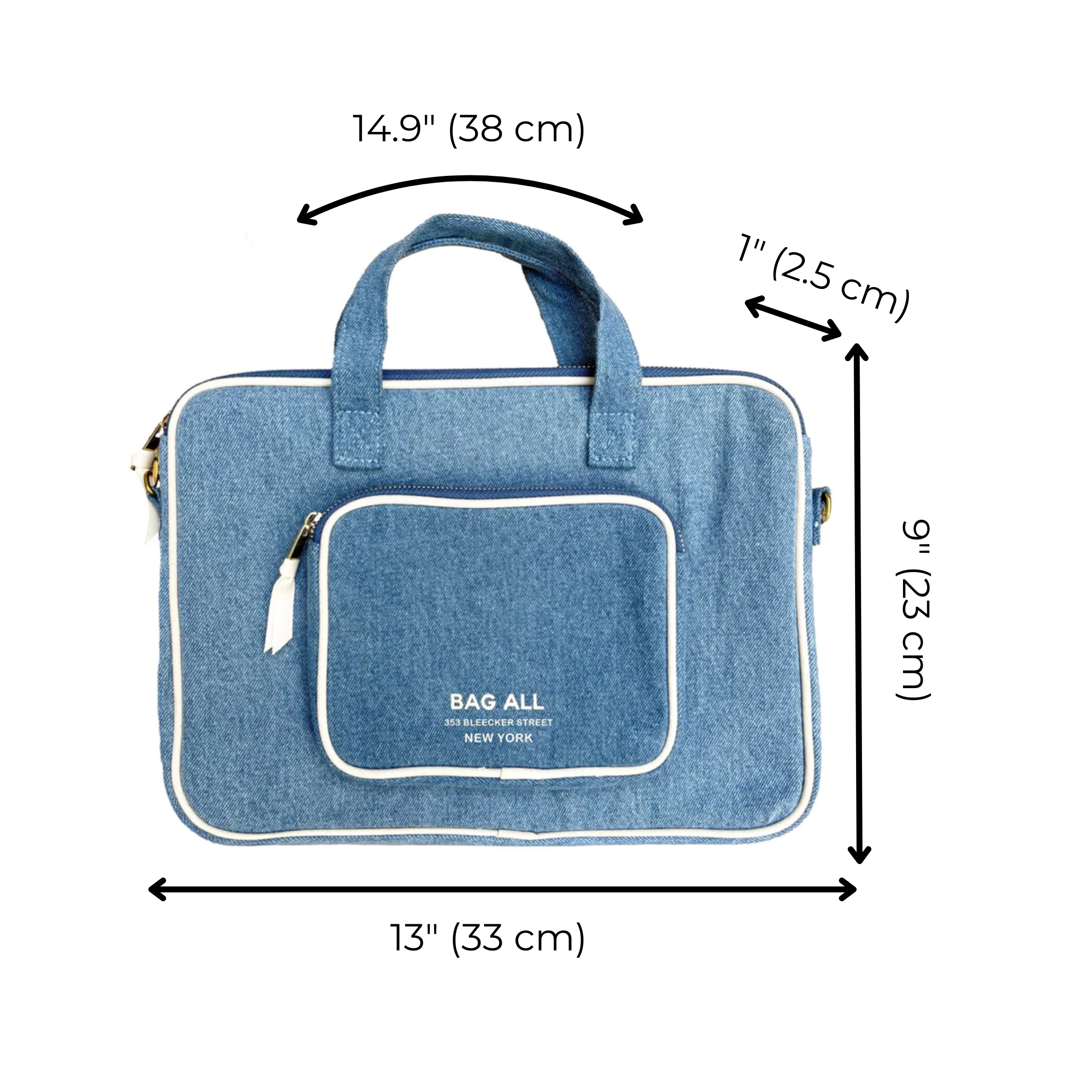 Laptop Case 13", Handle & Charger Pocket, Denim | Bag-all