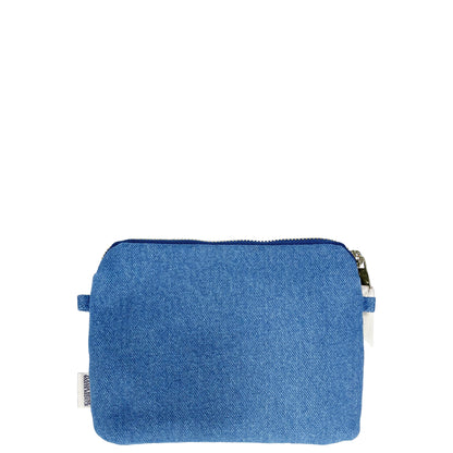 Bag-all Padded Trinket Pouch Double Pocket in denim blue, featuring dual compartments with zipper closure and padded design for organizing essentials, stylish everyday accessory