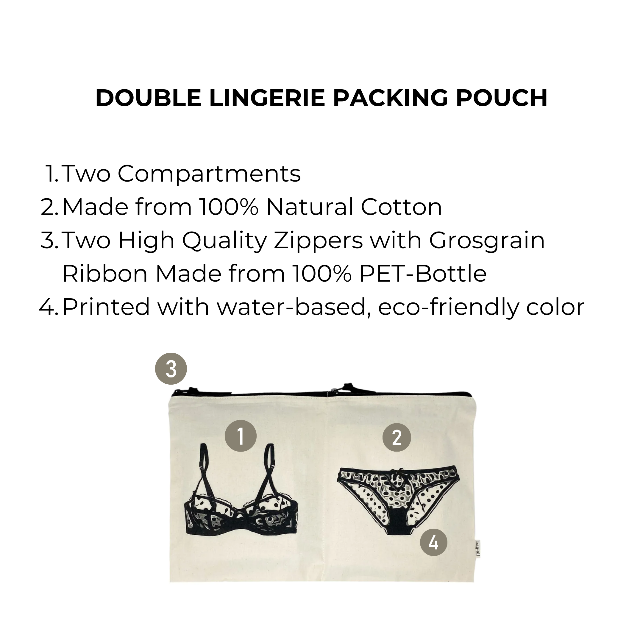 Double Lingerie Packing Pouch, Cream | Bag-all