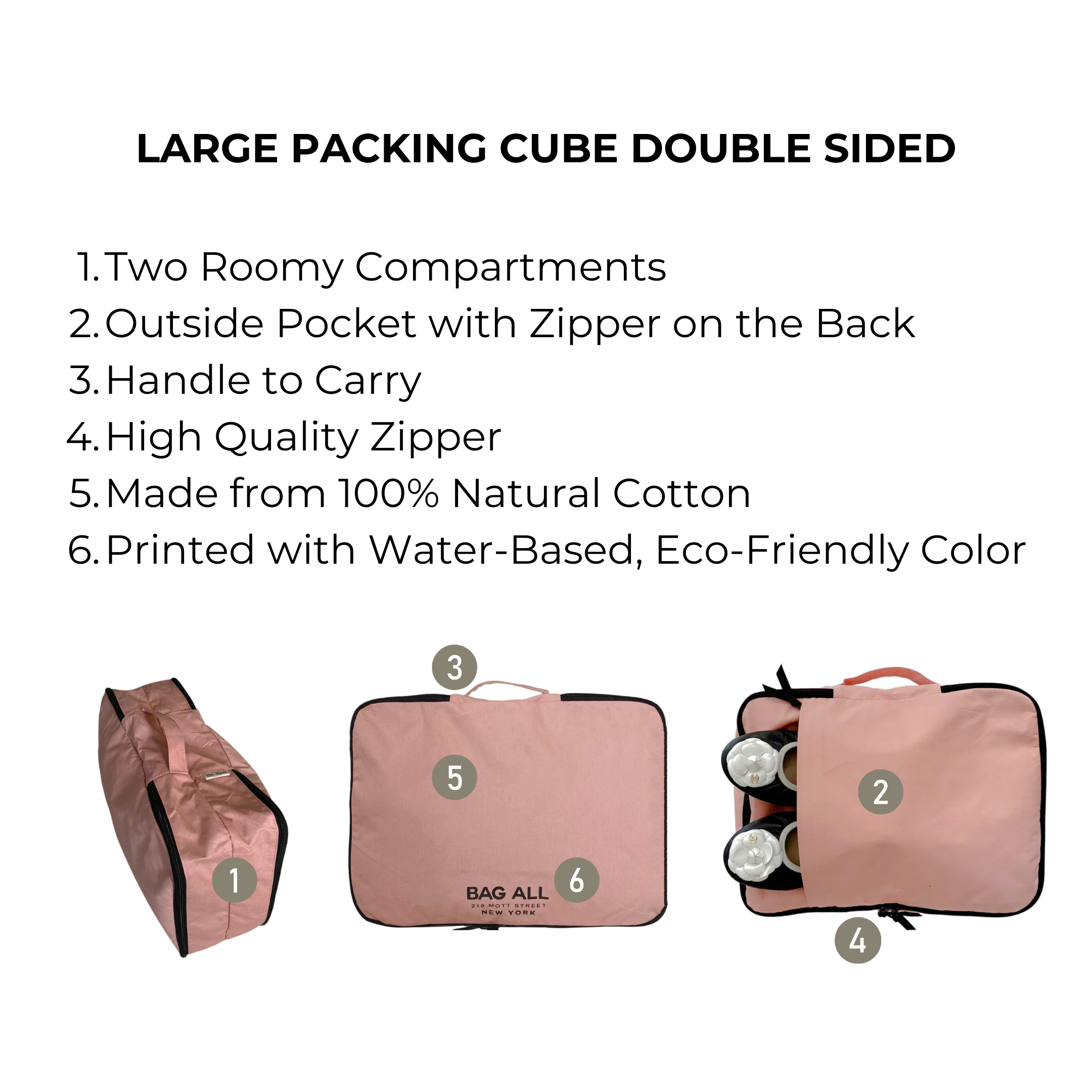 Large Packing Cube, Double Sided, Pink/Blush | Bag-all