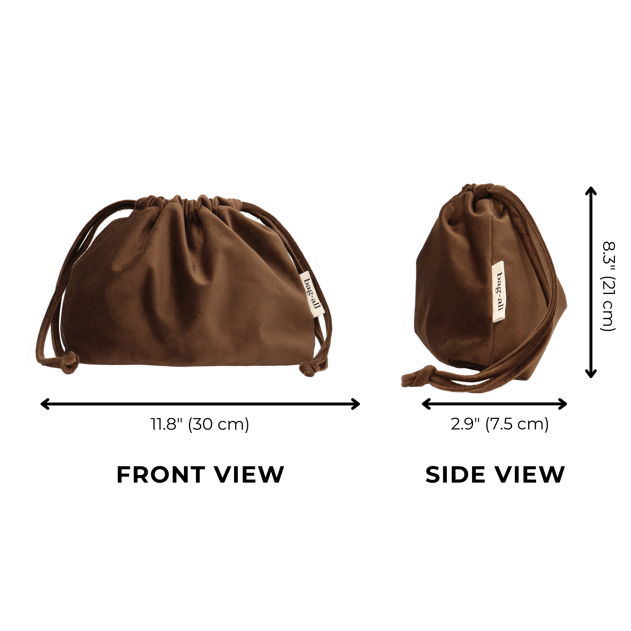 Bolsa linda con cordón para auriculares/tecnología – Terciopelo ecológico – Marrón espresso