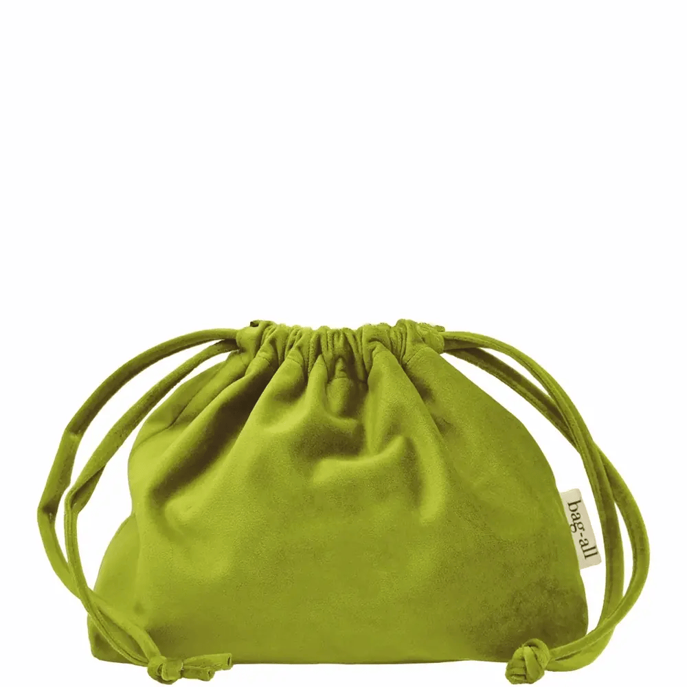 Drawstring Makeup Organizing Bag – Velvet – Matcha Green by Bag-all for travel organization